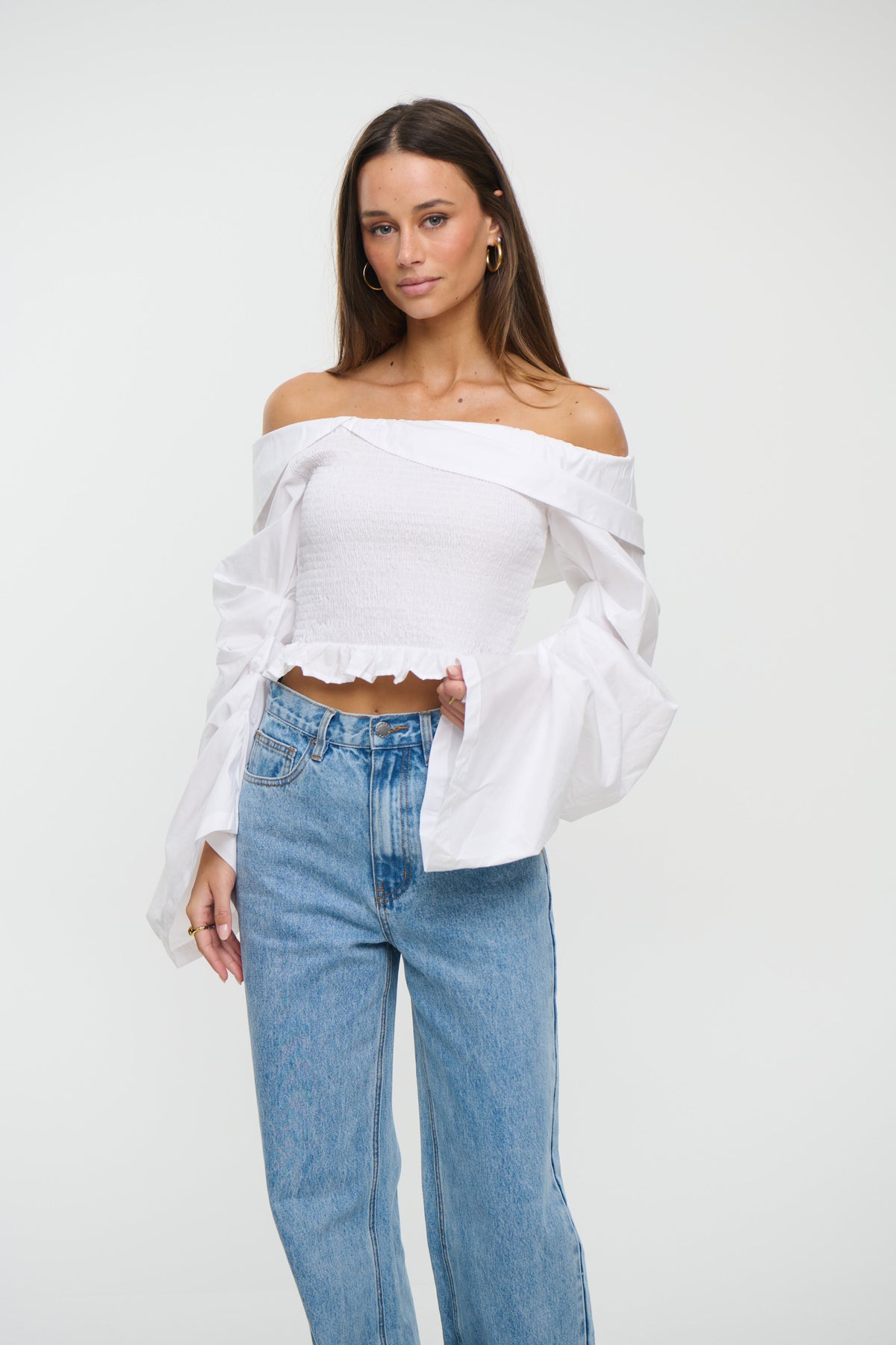 Gracie Off The Shoulder Top White