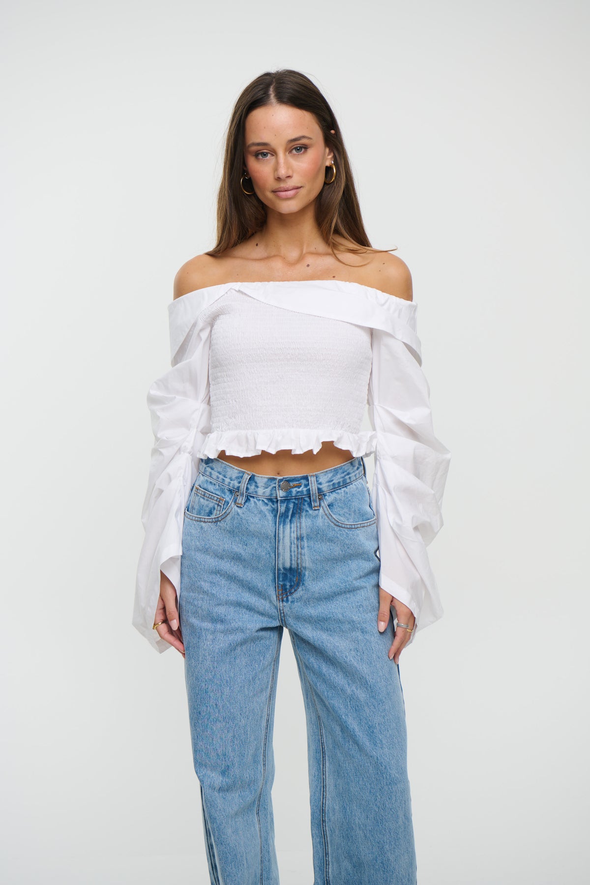 Gracie Off The Shoulder Top White