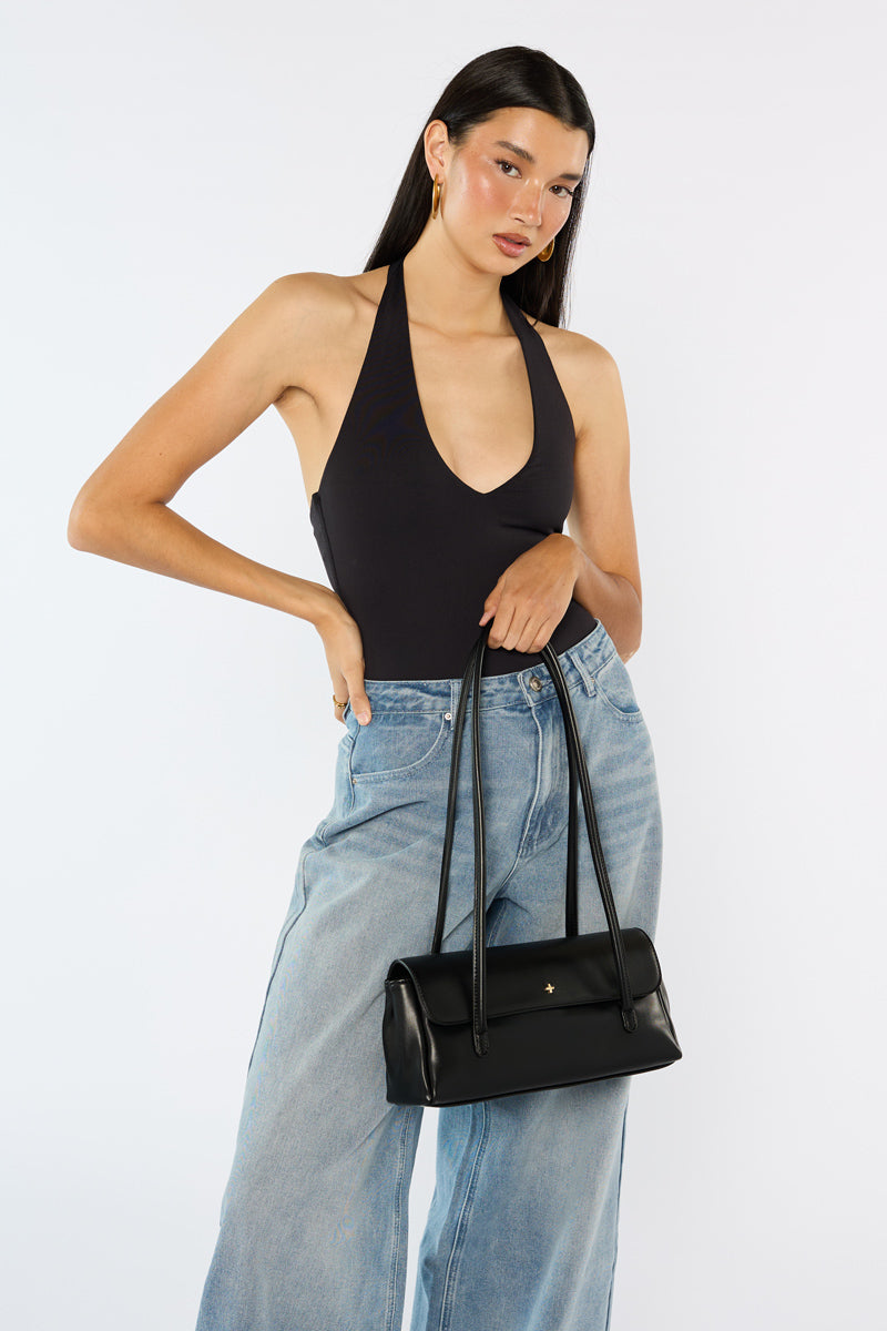 Celine Double Handle Mini Tote Black PU/Gold
