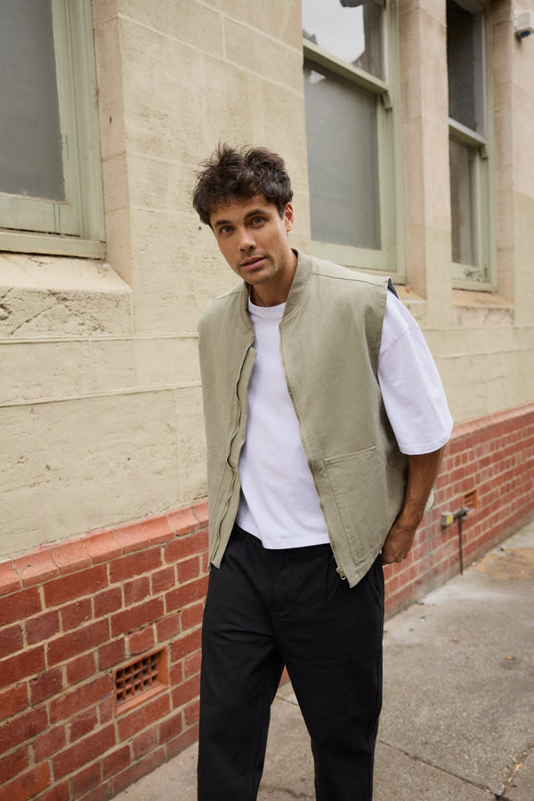 Ezra Pocket Vest Khaki - FINAL SALE