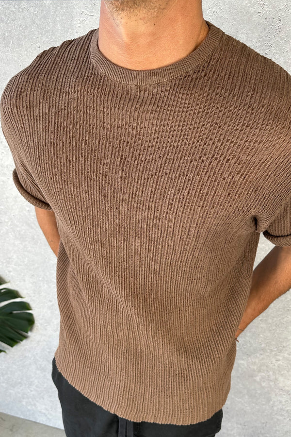 NTH Knitted Crew Tee Choc - FINAL SALE