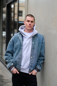 Vintage Bomber Denim Jacket Blue