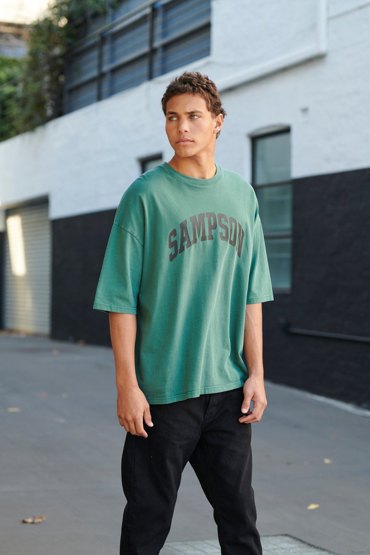 Miller Drop Shoulder Tee Emerald Sampson