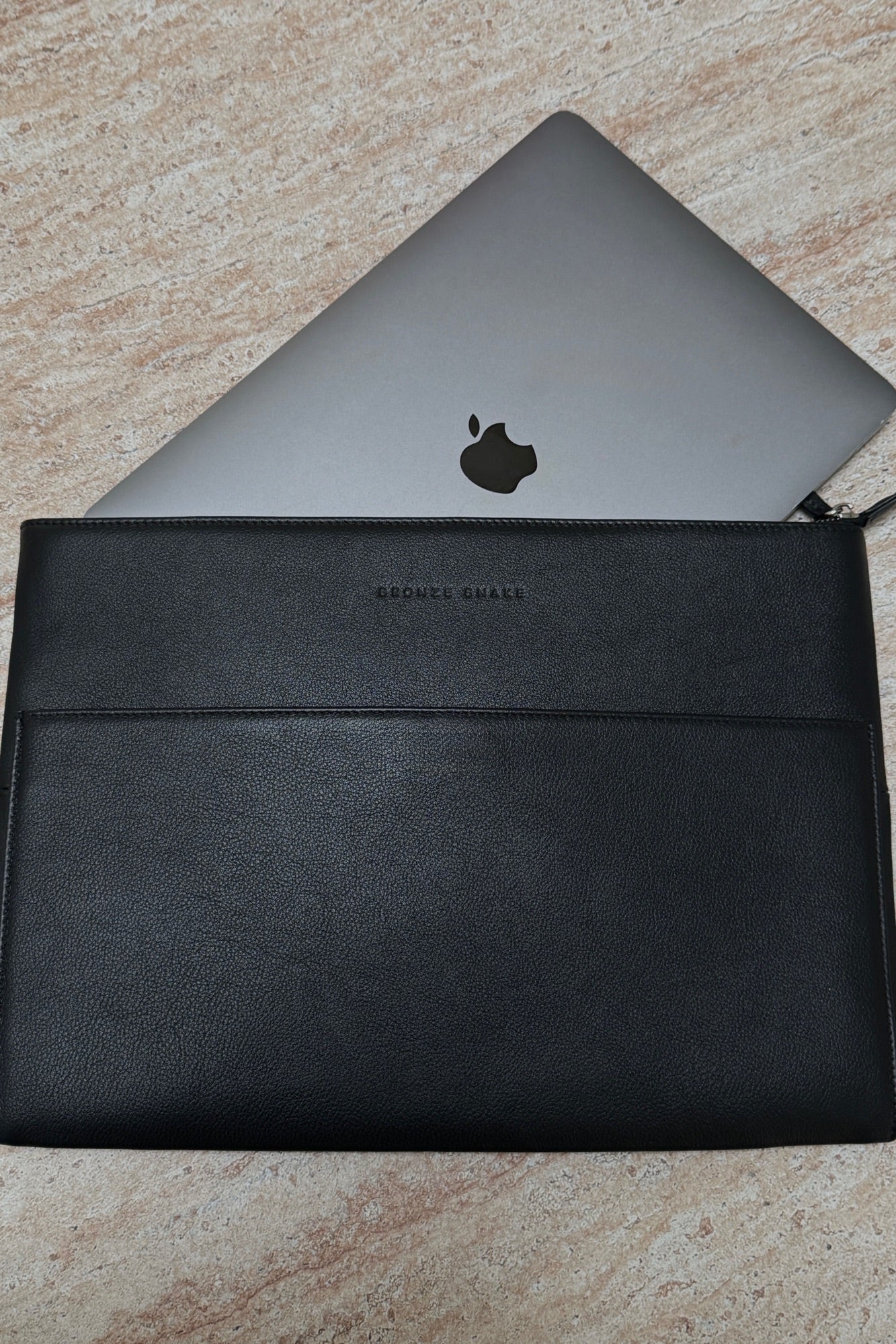 Essential Genuine Leather Laptop Case Black