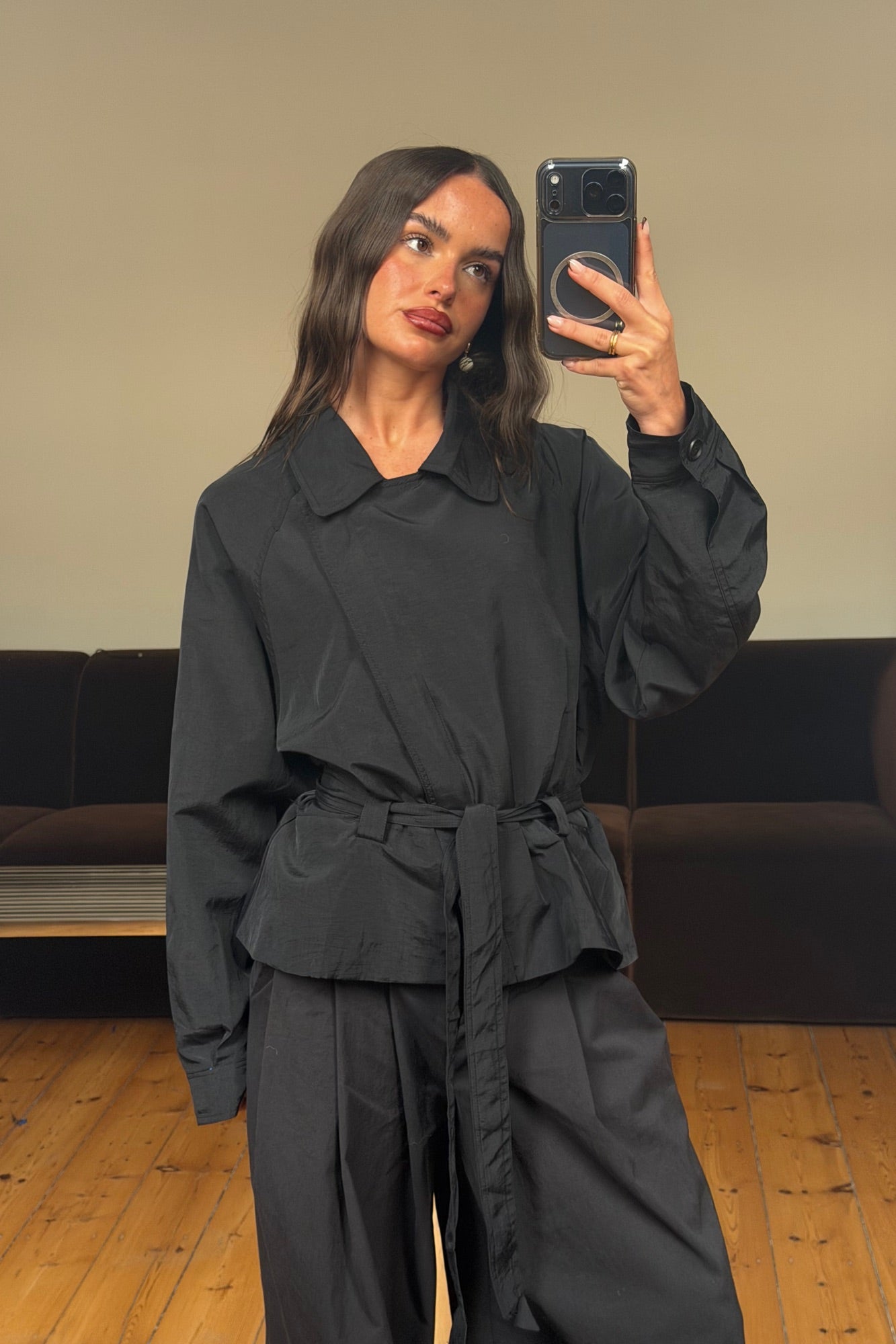 Gigi Cropped Trench Black