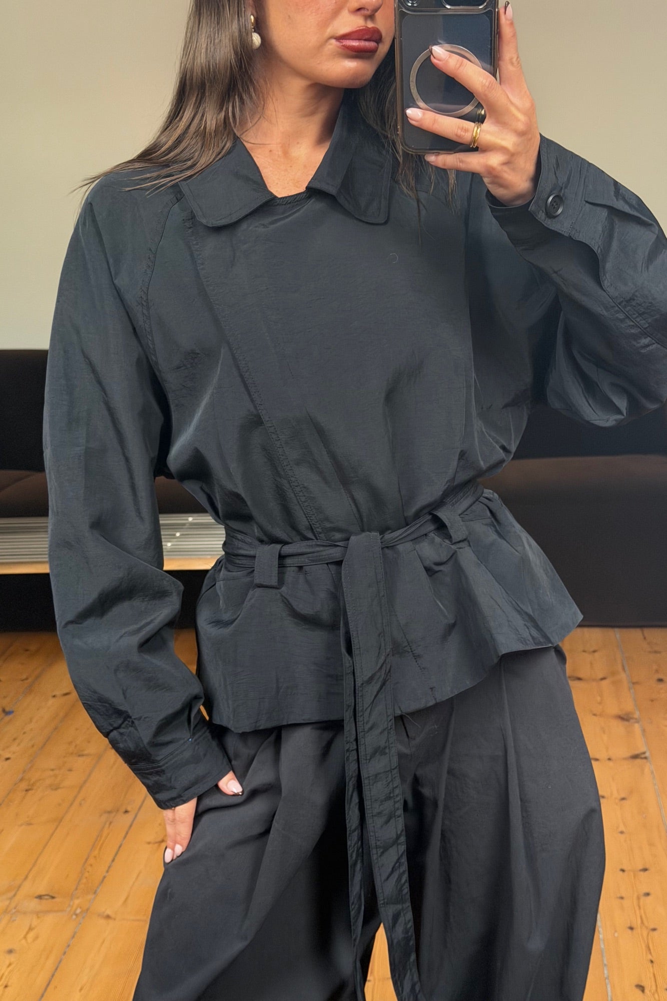 Gigi Cropped Trench Black