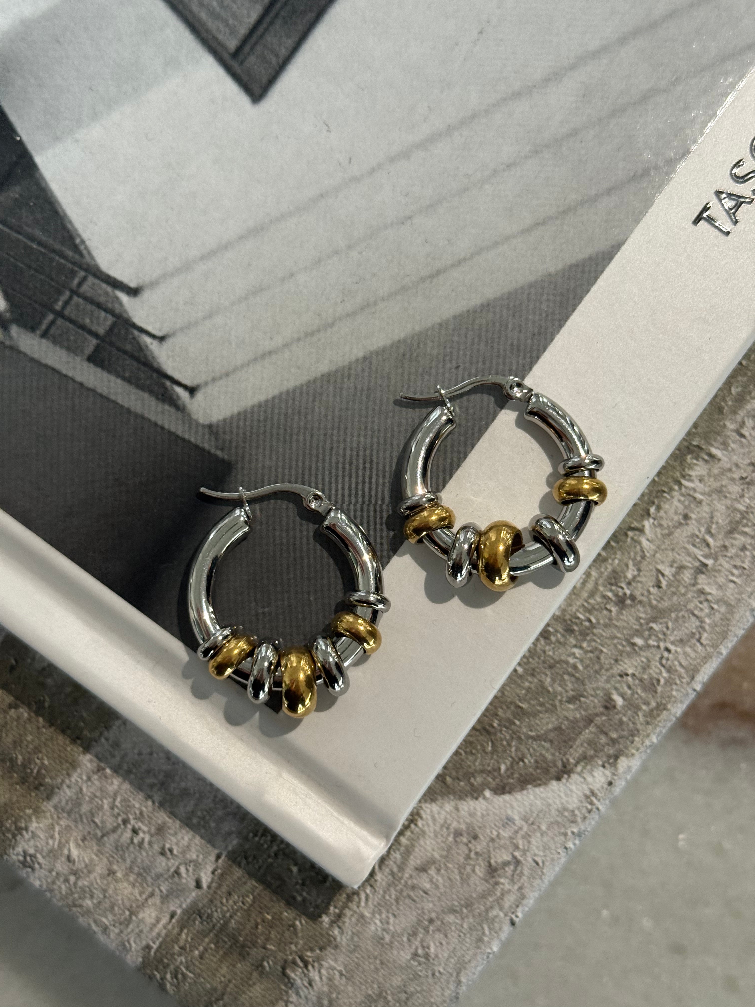 Duo Tone Hoop Silver