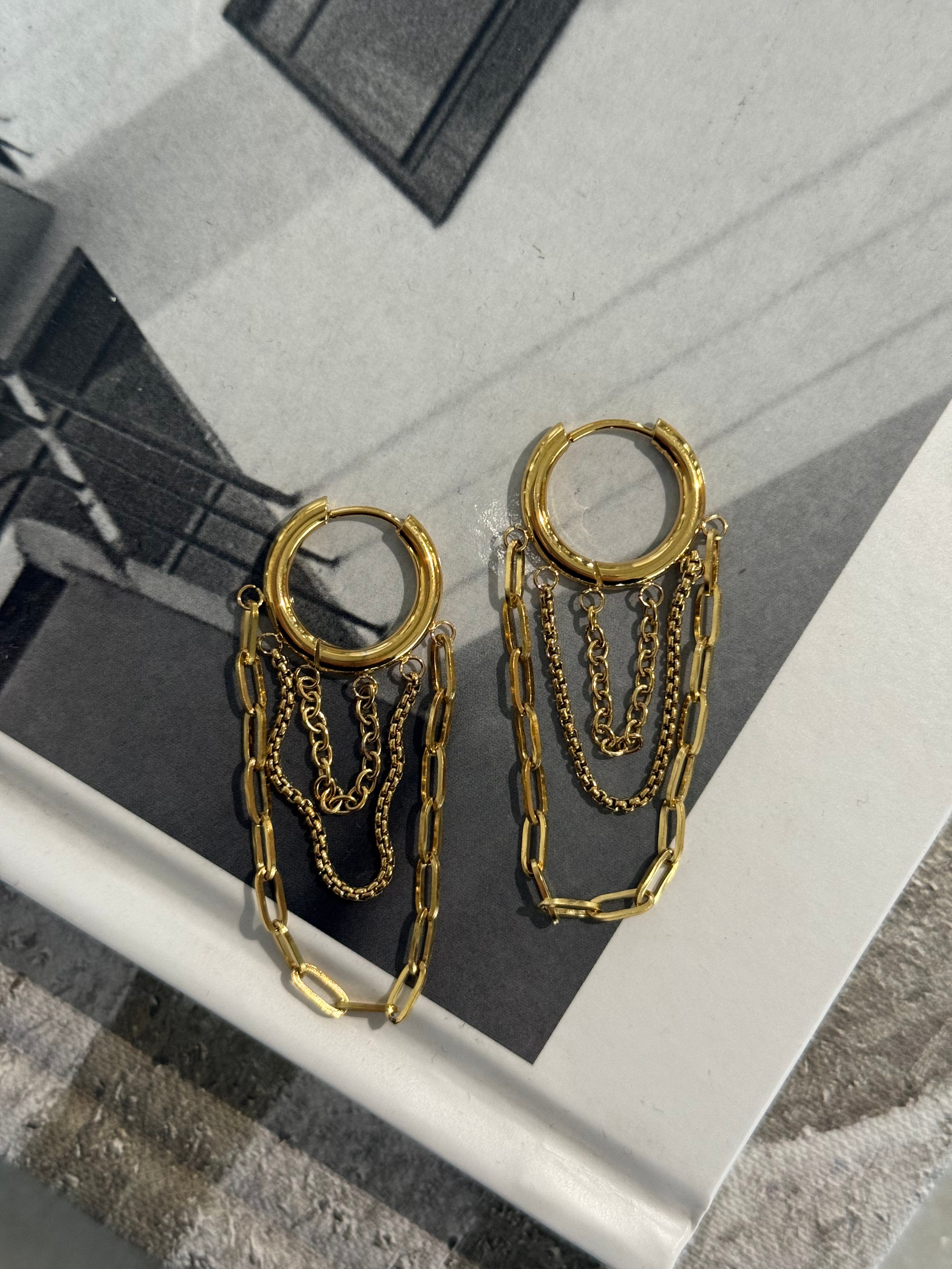 Chain Hoop Earring Gold