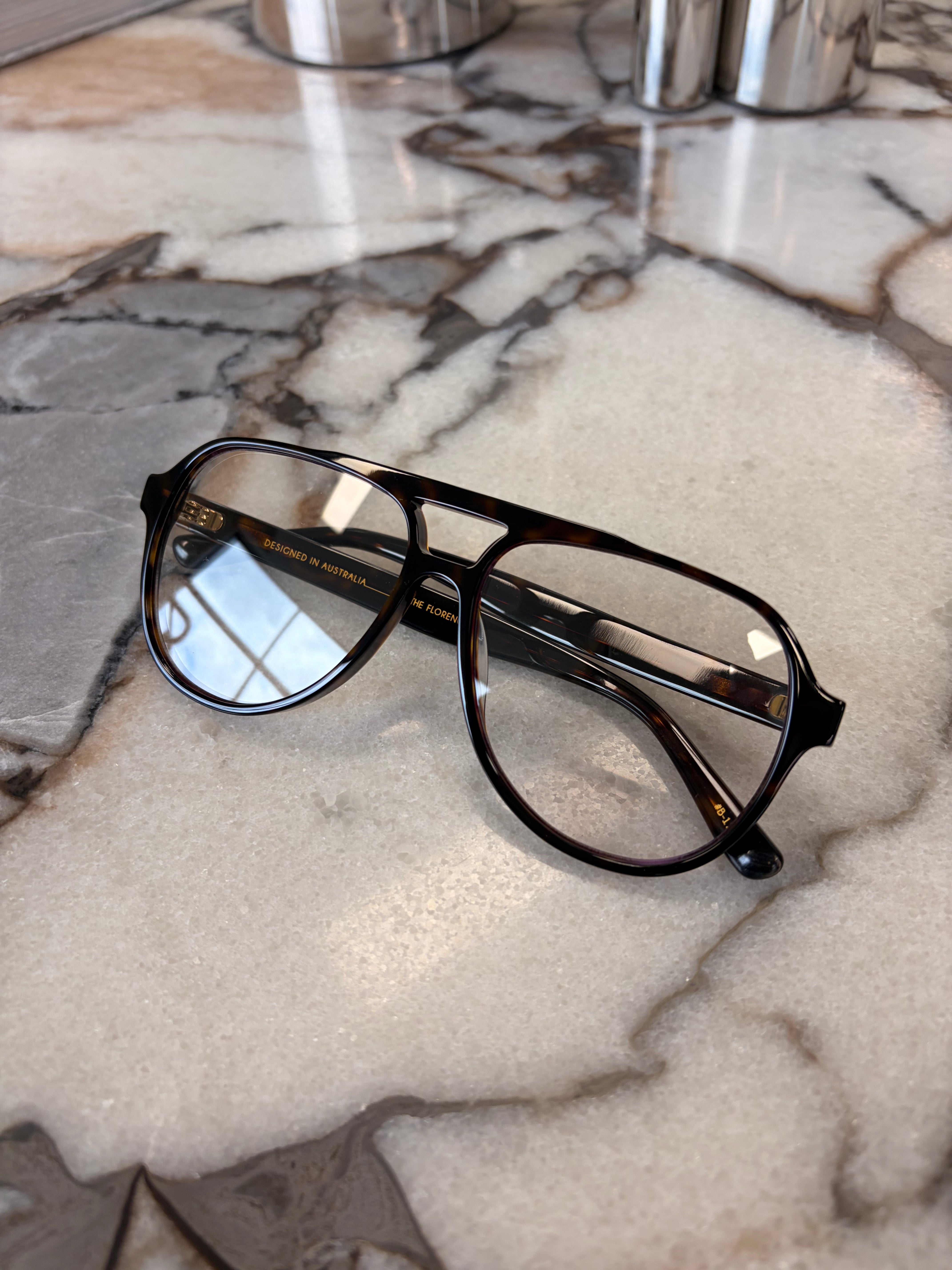 The Florence Dark Havana Tort-Blue Light