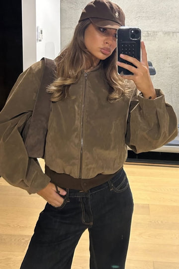 Clara Bomber Brown