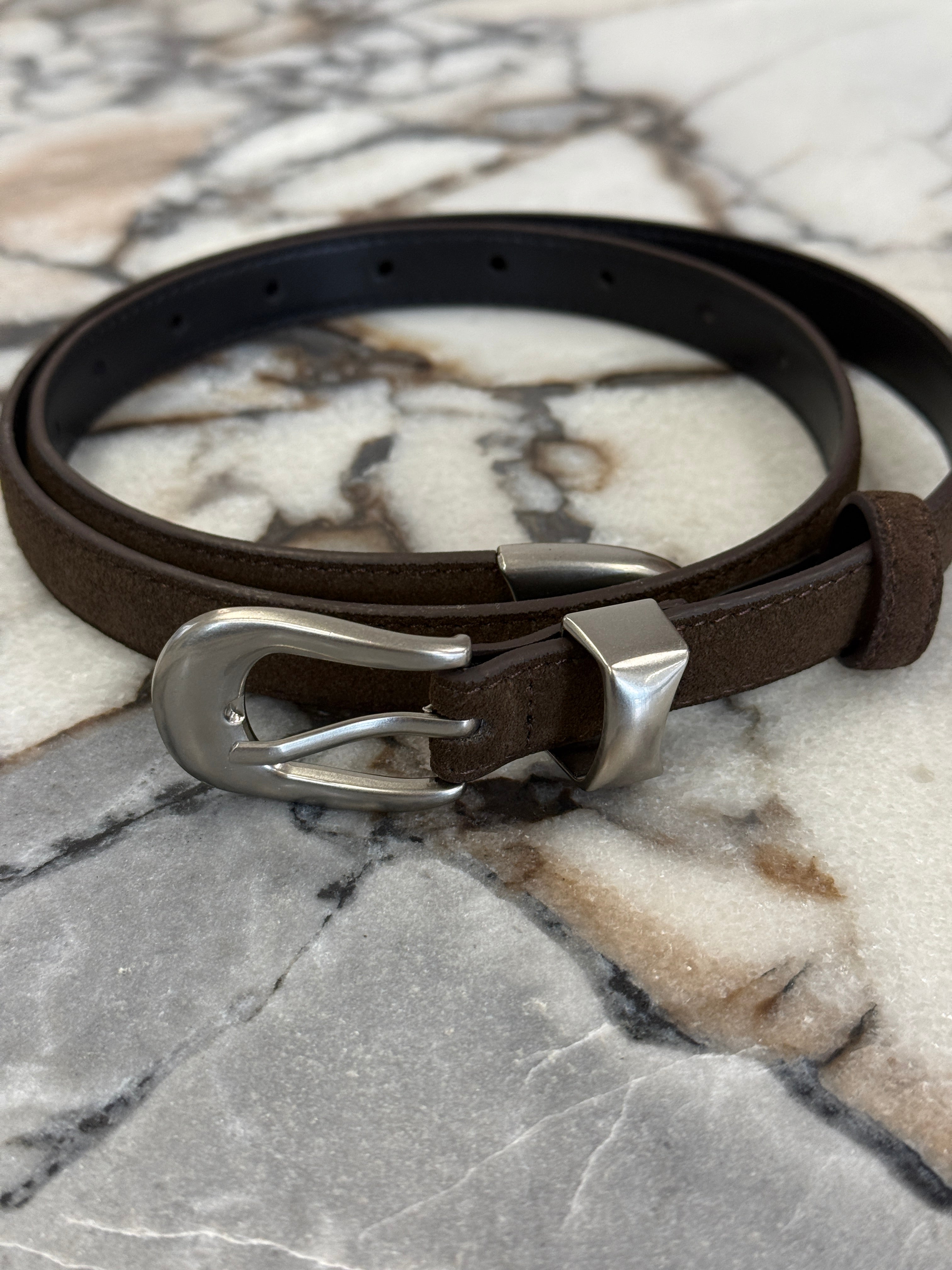Leon Genuine Suede Belt Choc