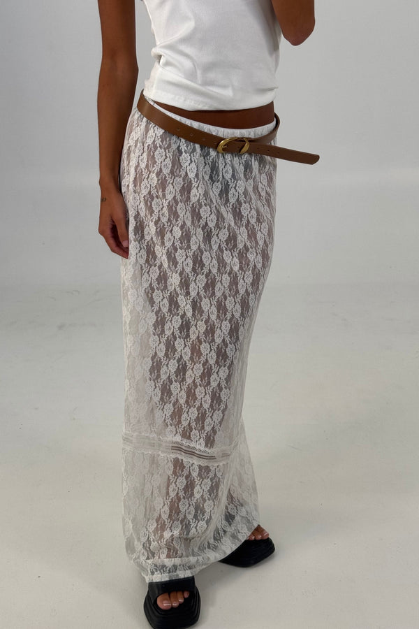 Nadia Lace Maxi Skirt White