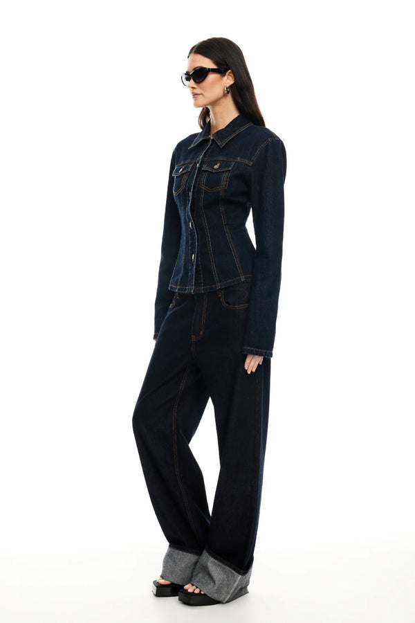 Top Model Cuffed Jean Dark Denim