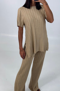 Leighton Ribbed Pant Sand