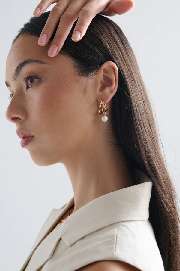 Leona Pearl Gold Plater Earrings