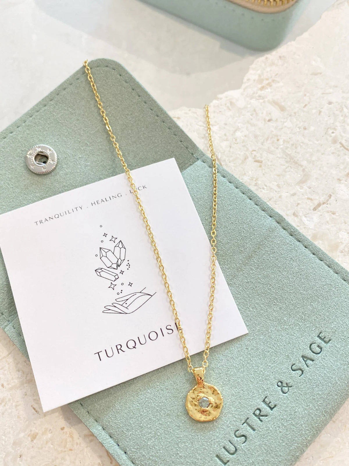 Gold necklace with december birthstone deals