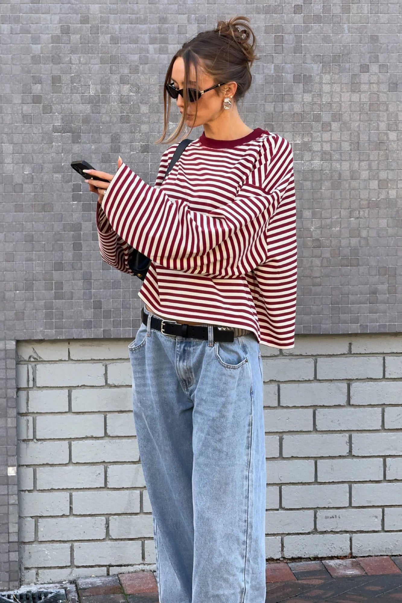 Bloom Long Sleeve Wine Stripe