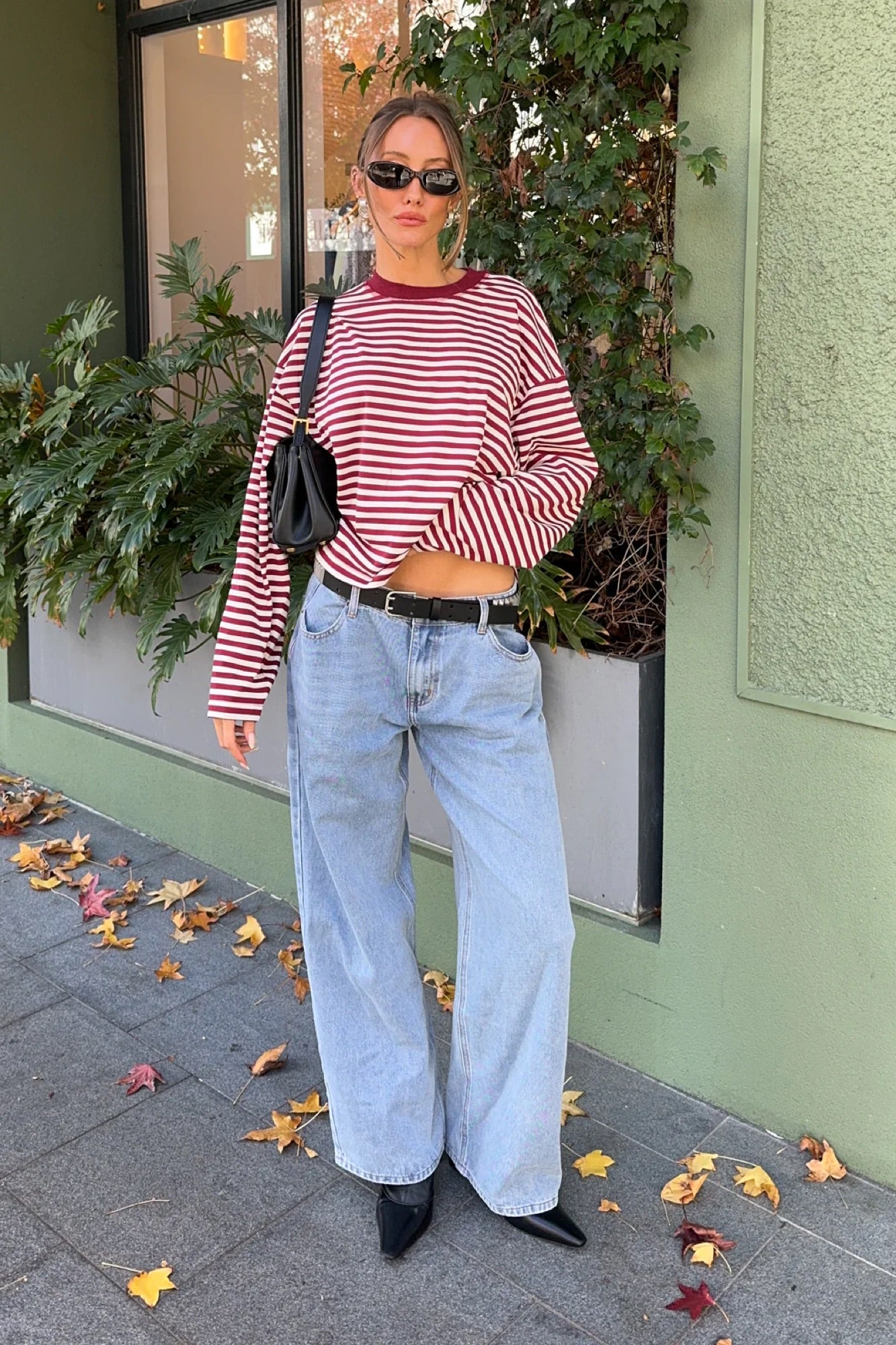 Bloom Long Sleeve Wine Stripe