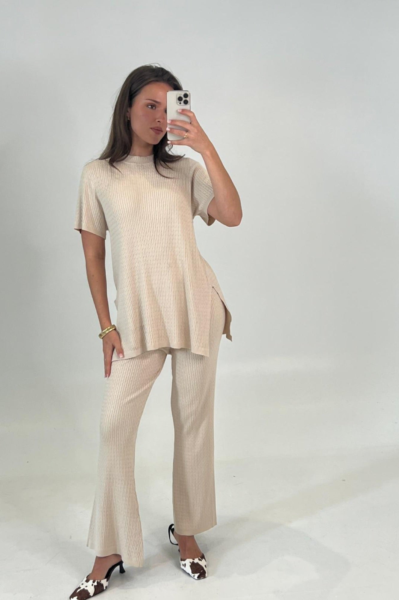 Leighton Ribbed Pant Almond