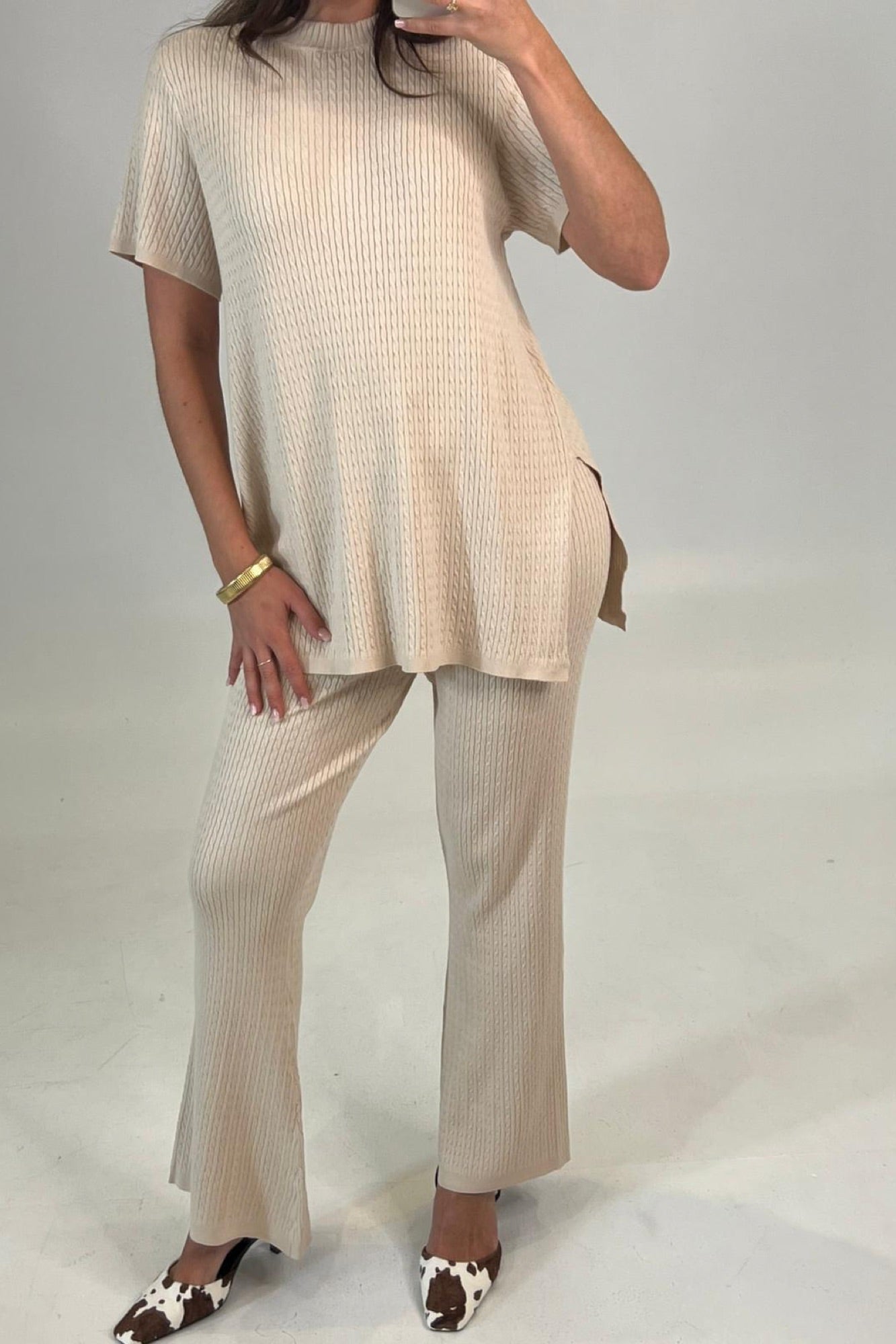 Leighton Ribbed Pant Almond