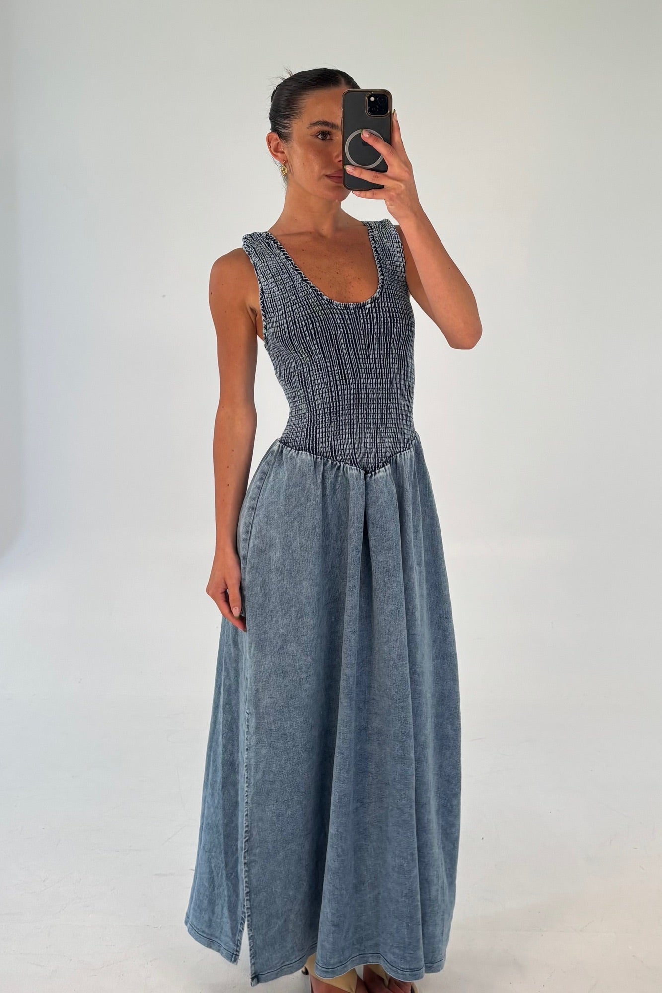 Hattie Maxi Dress Denim Blue