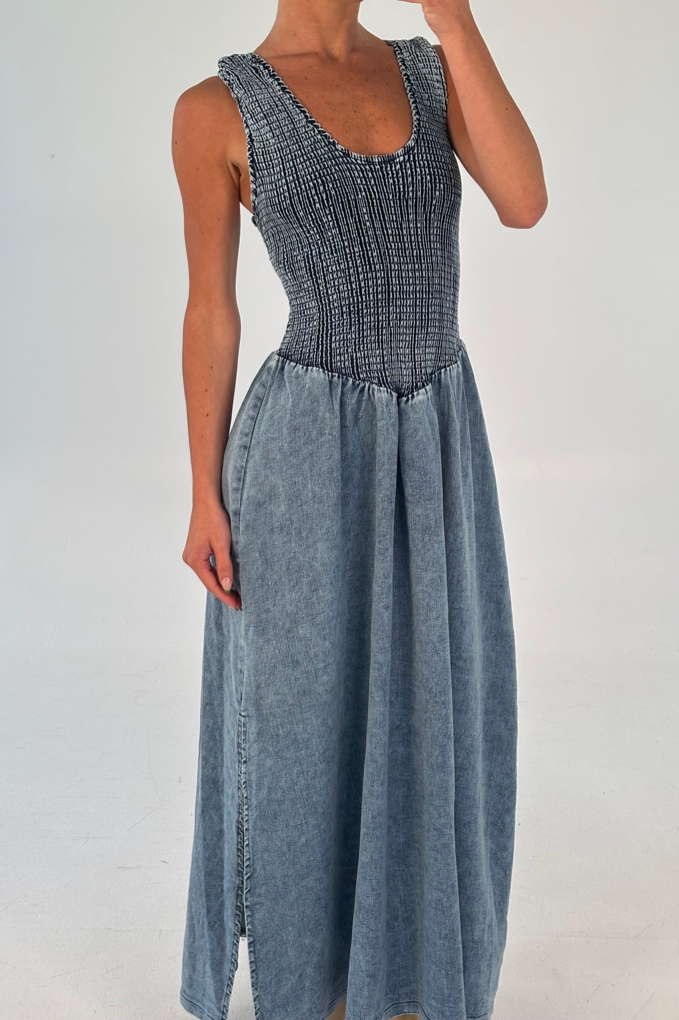 Hattie Maxi Dress Denim Blue