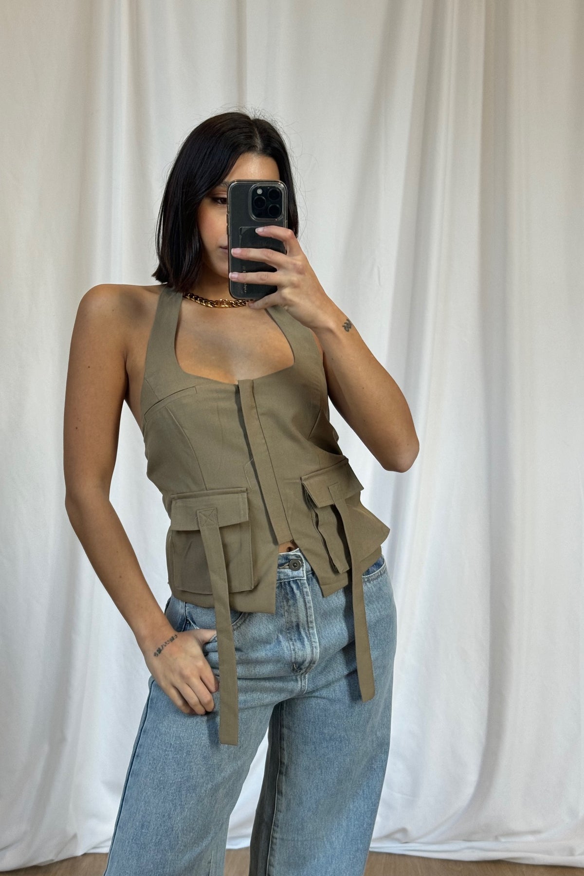 Siggy Halter Top Taupe