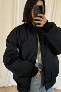 Unisex Drop Sleeve Bomber Black