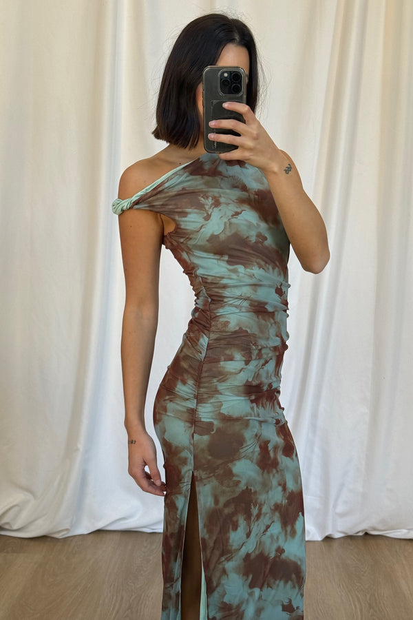 Tabitha Midi Dress Green/Brown