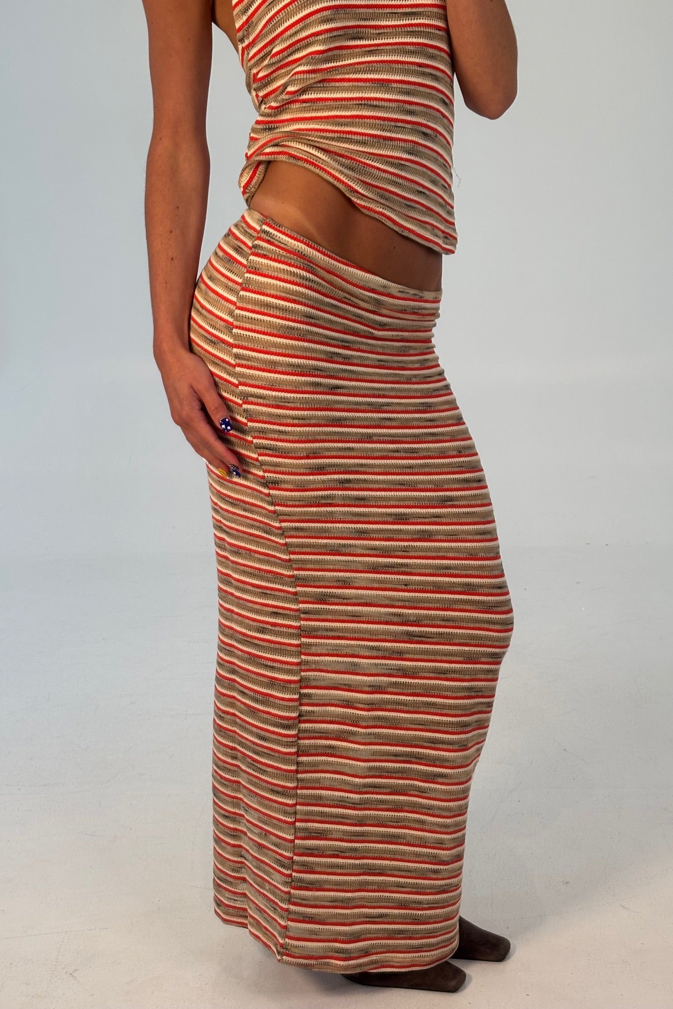 Jordy Maxi Skirt Orange Stripe