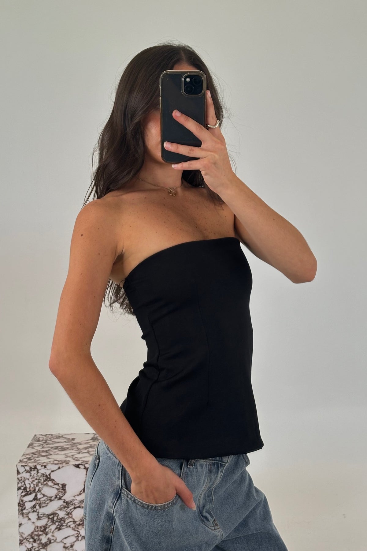 Tian Strapless Top Black