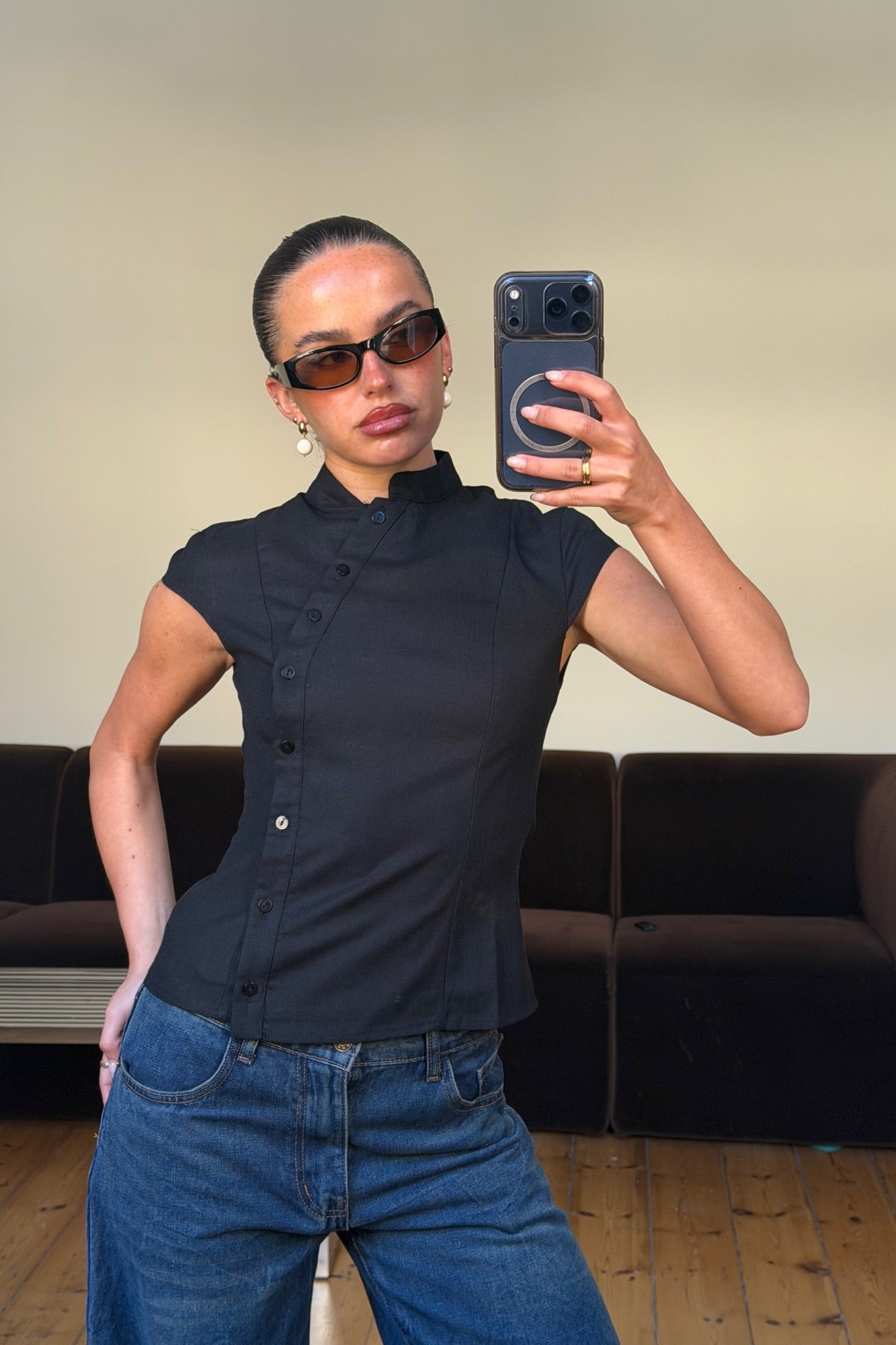 Renay Button Up Black