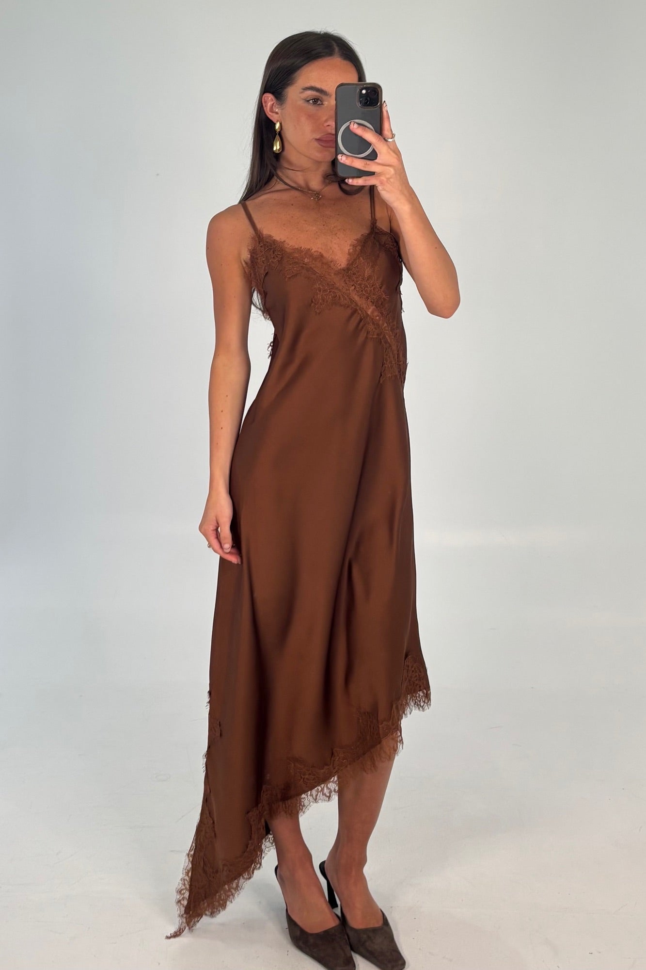 Blair Lace Midi Dress Chocolate