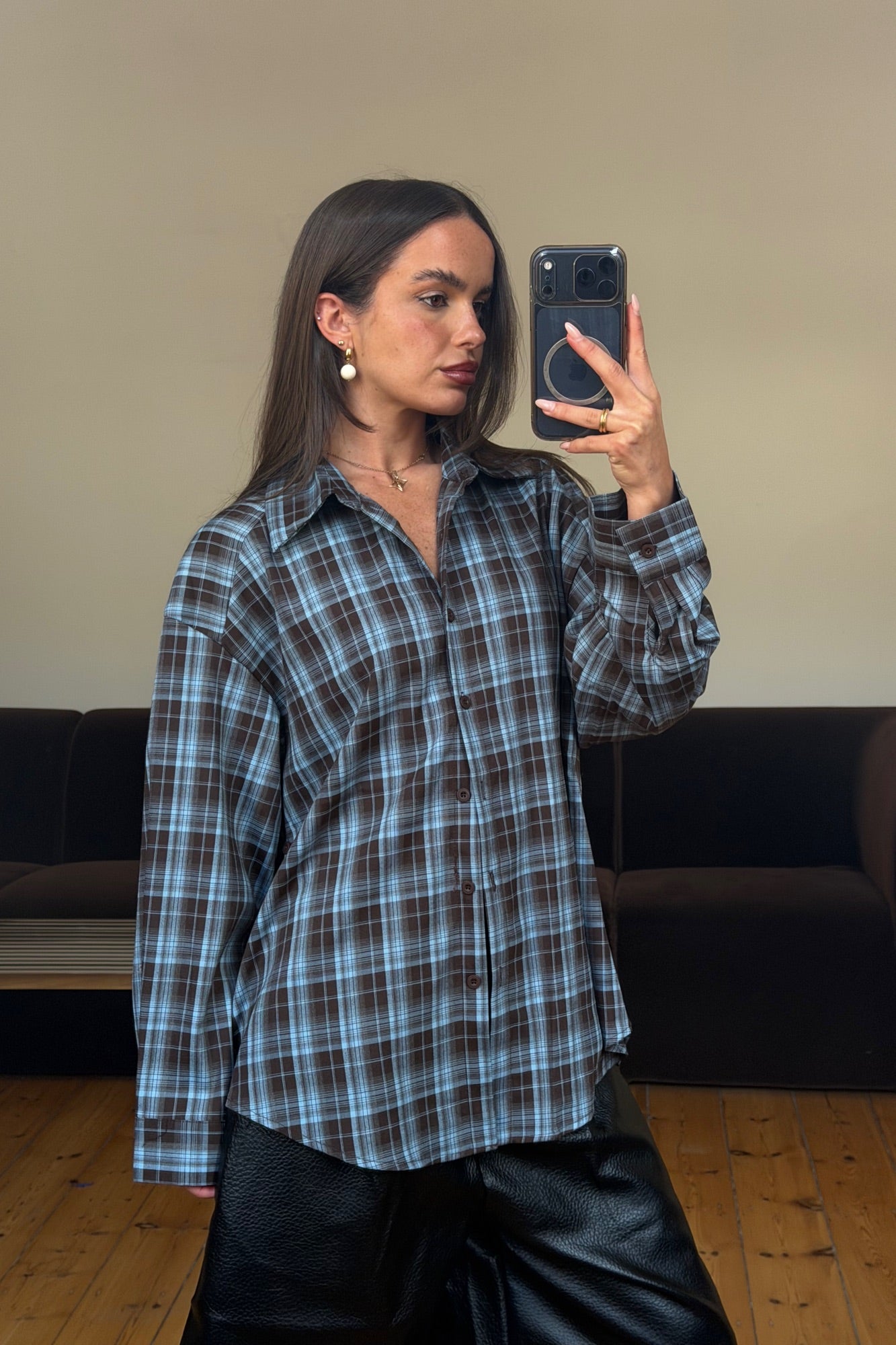 Cooper Shirt Chocolate/Sky