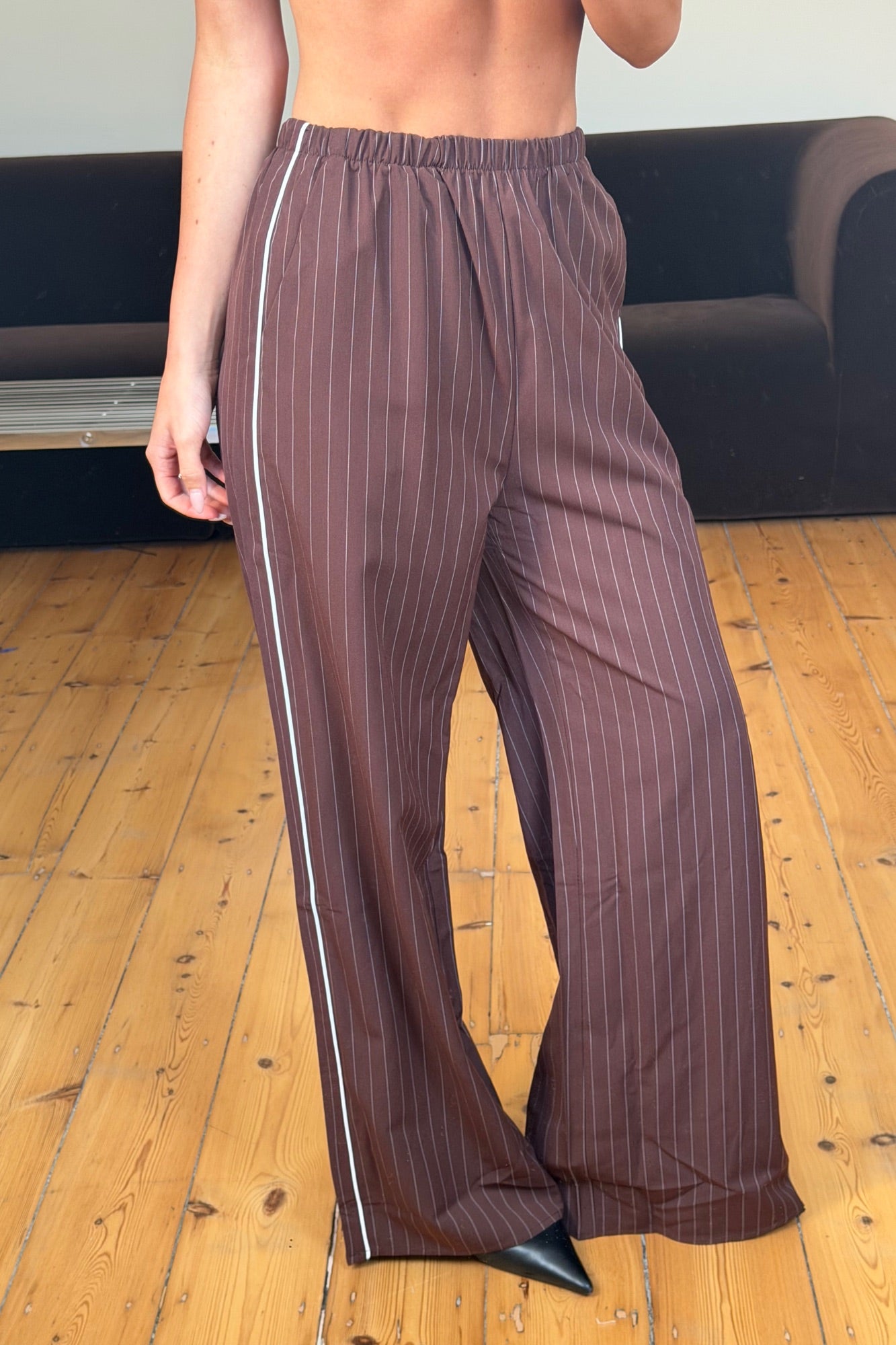 Jamie Pinstripe Pant Chocolate