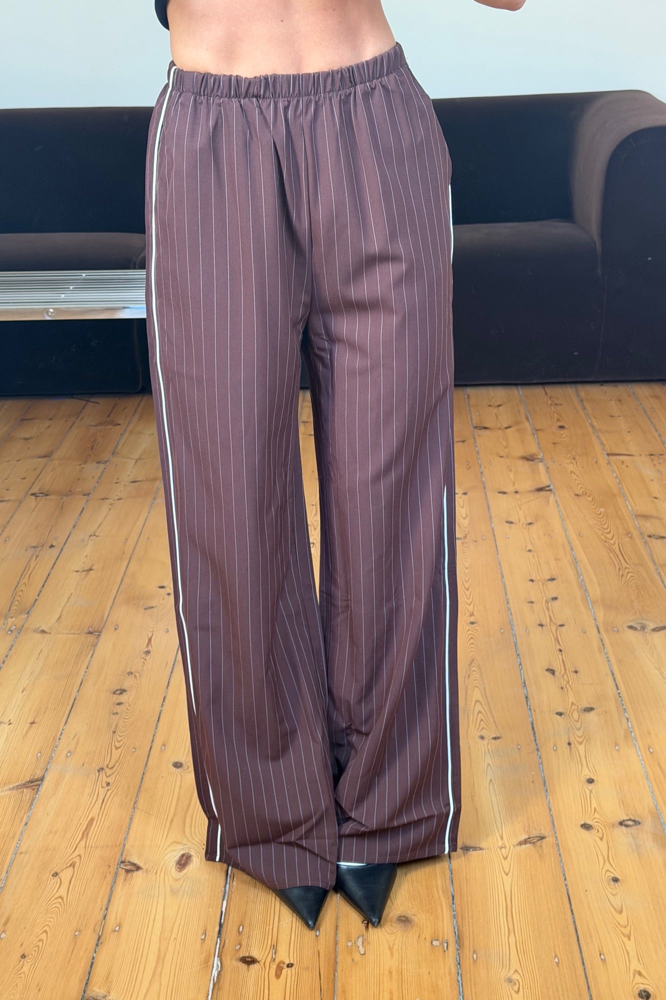 Jamie Pinstripe Pant Chocolate
