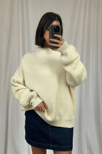 Unisex Drop Sleeve Heavy Knit Ivory