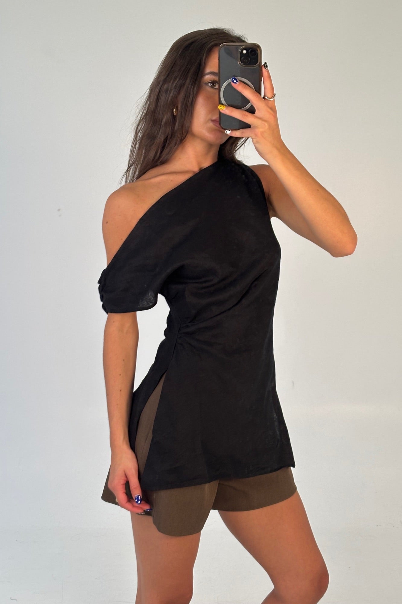 Lucy Linen Top Black