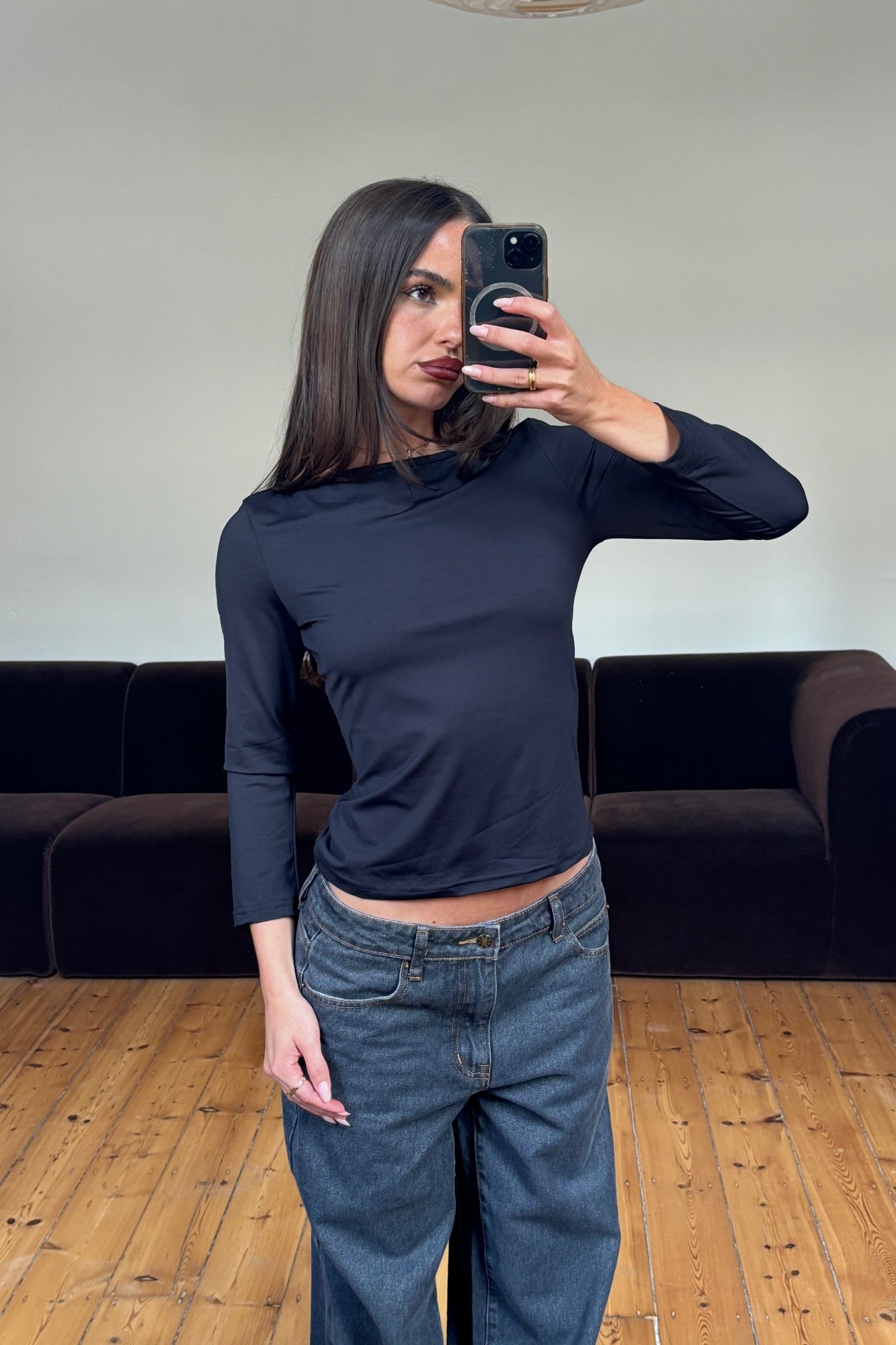 Dakota 3/4 Sleeve Top Black