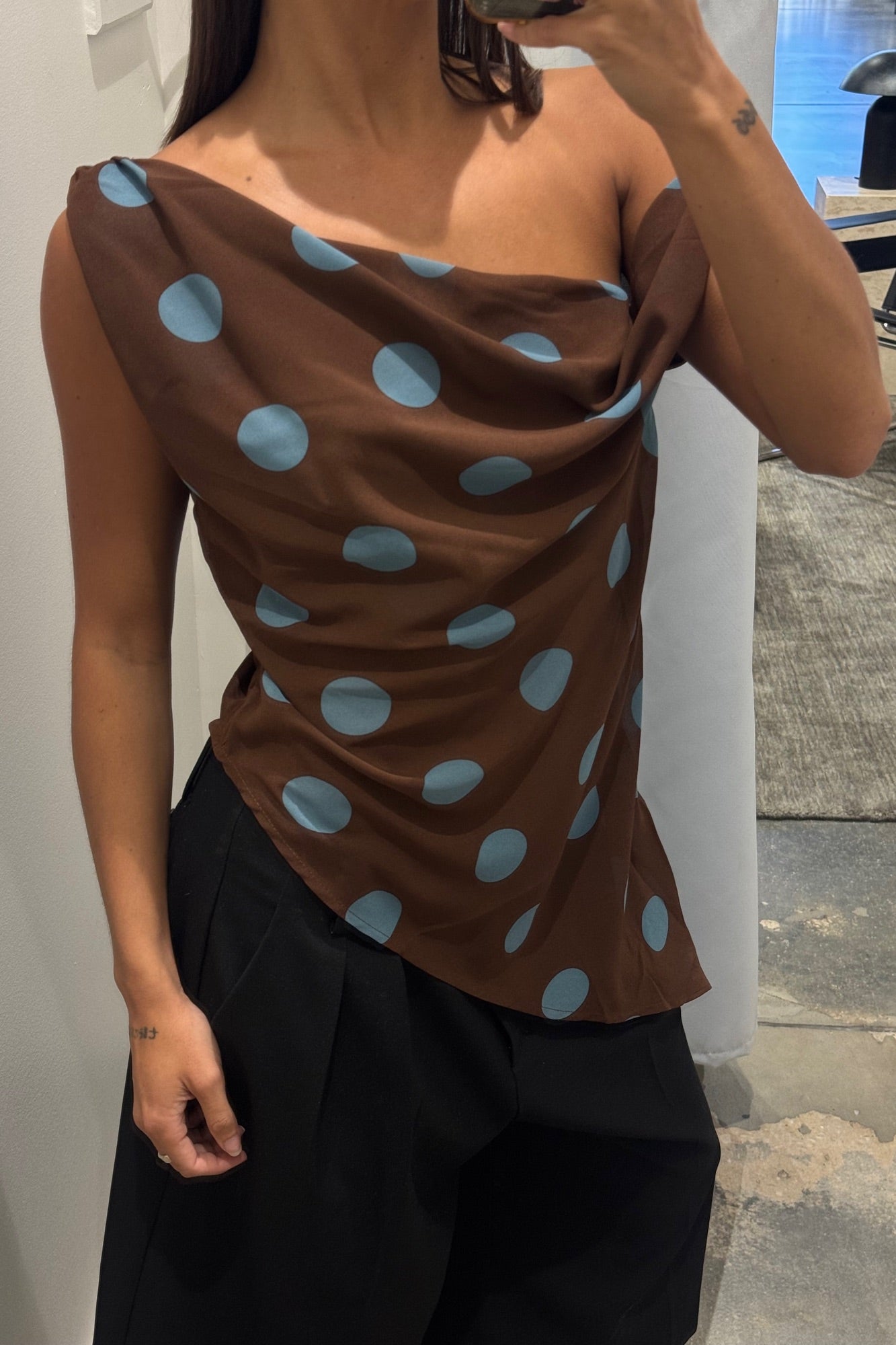 Shay Asymmetrical Top Chocolate