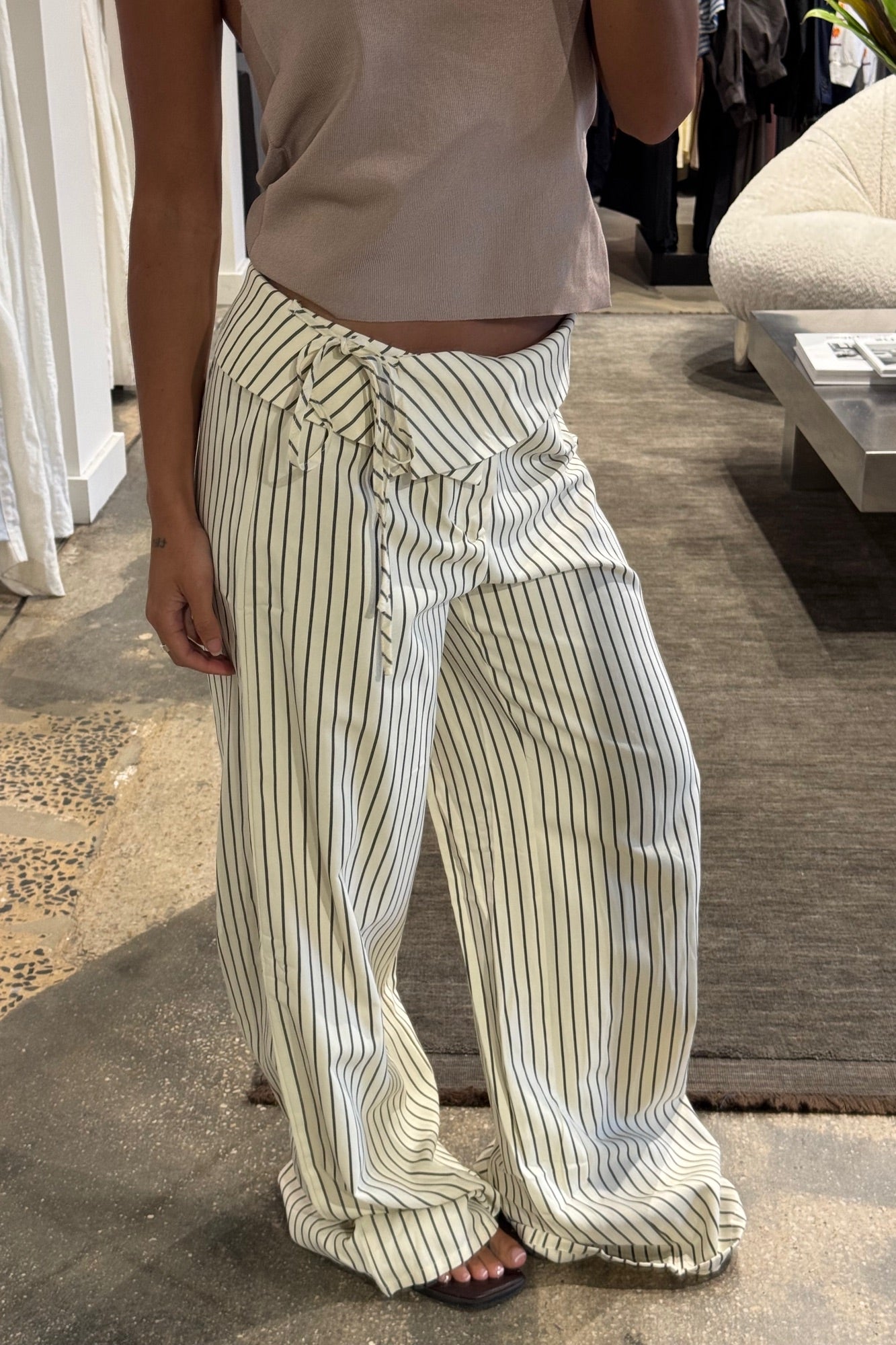 Gemma Pant Beige Stripe