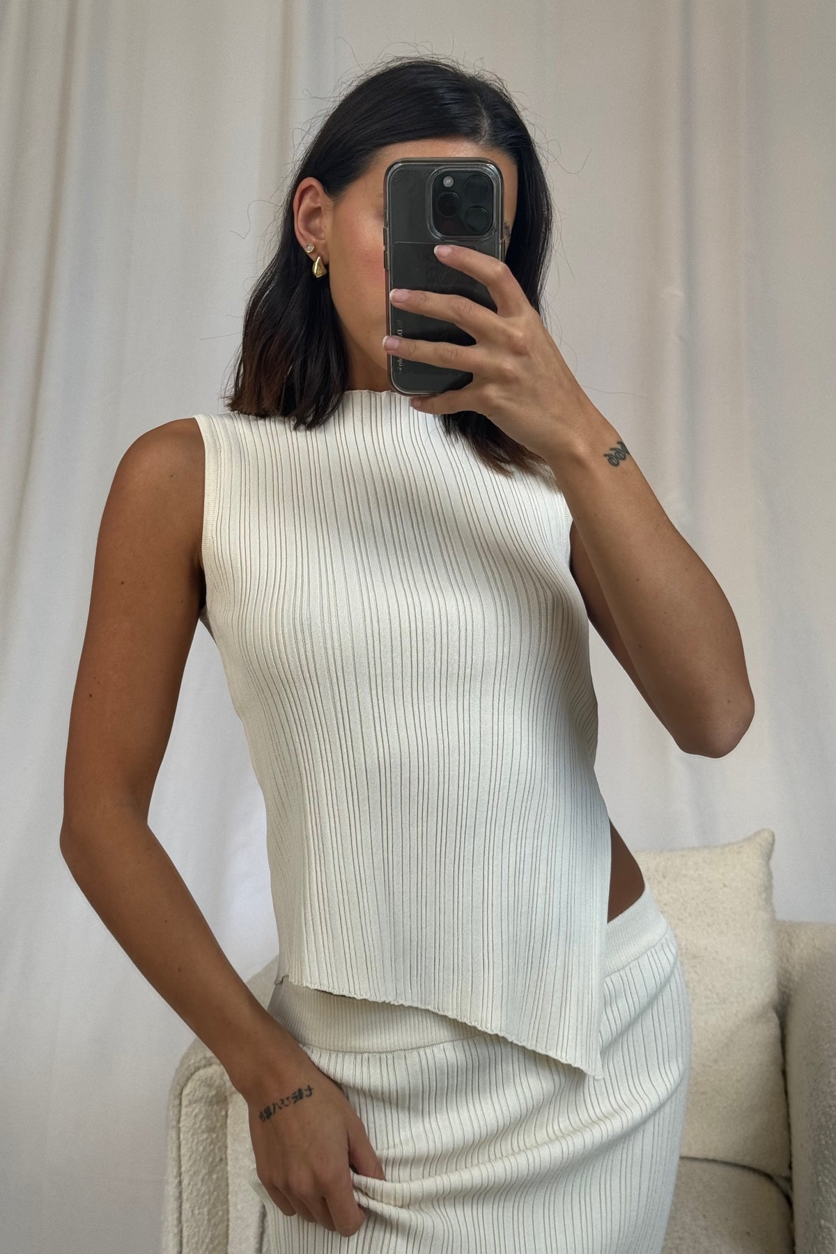 Bella Ribbed Top Cream - FINAL SALE