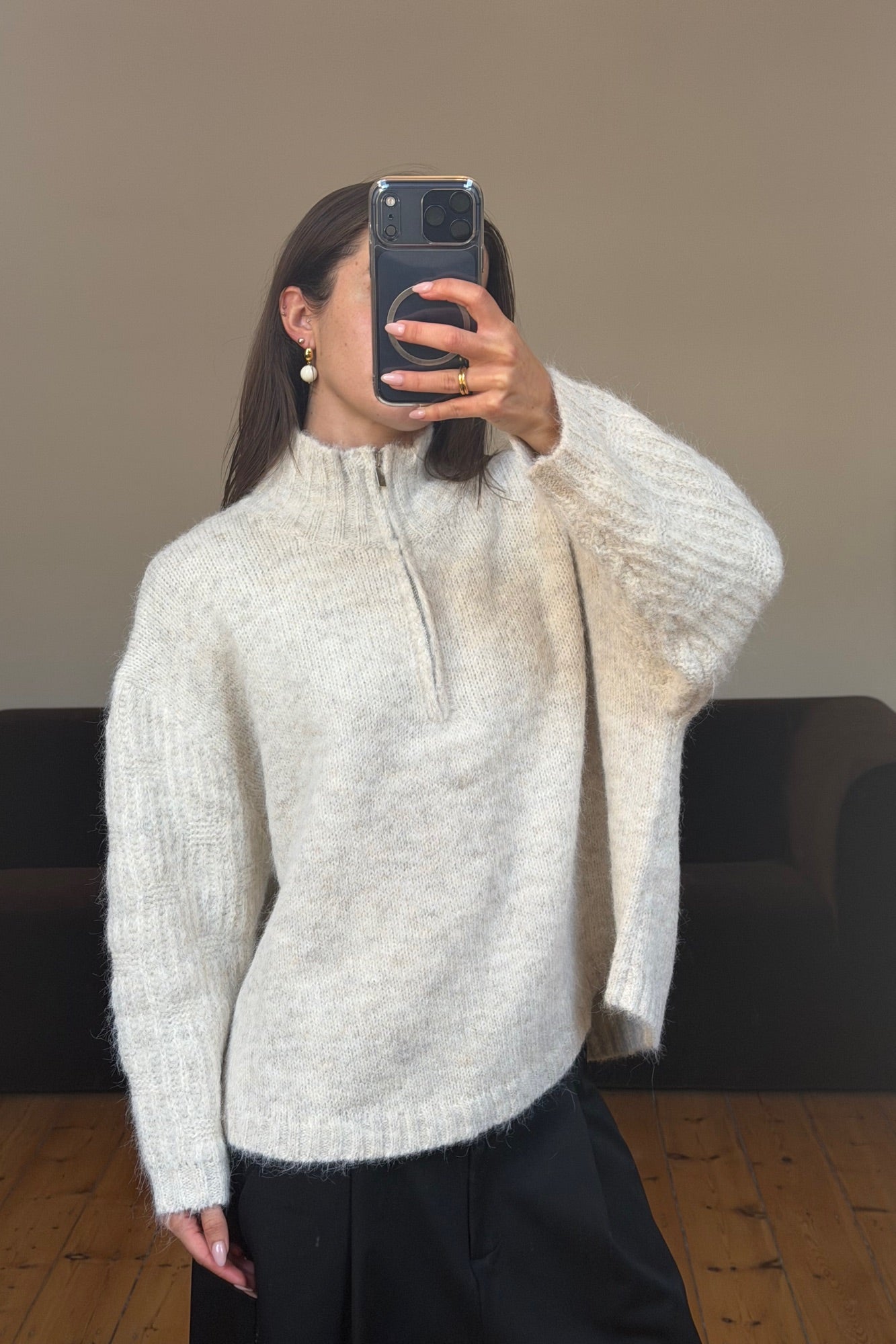 Edie Zip Up Knit Oat