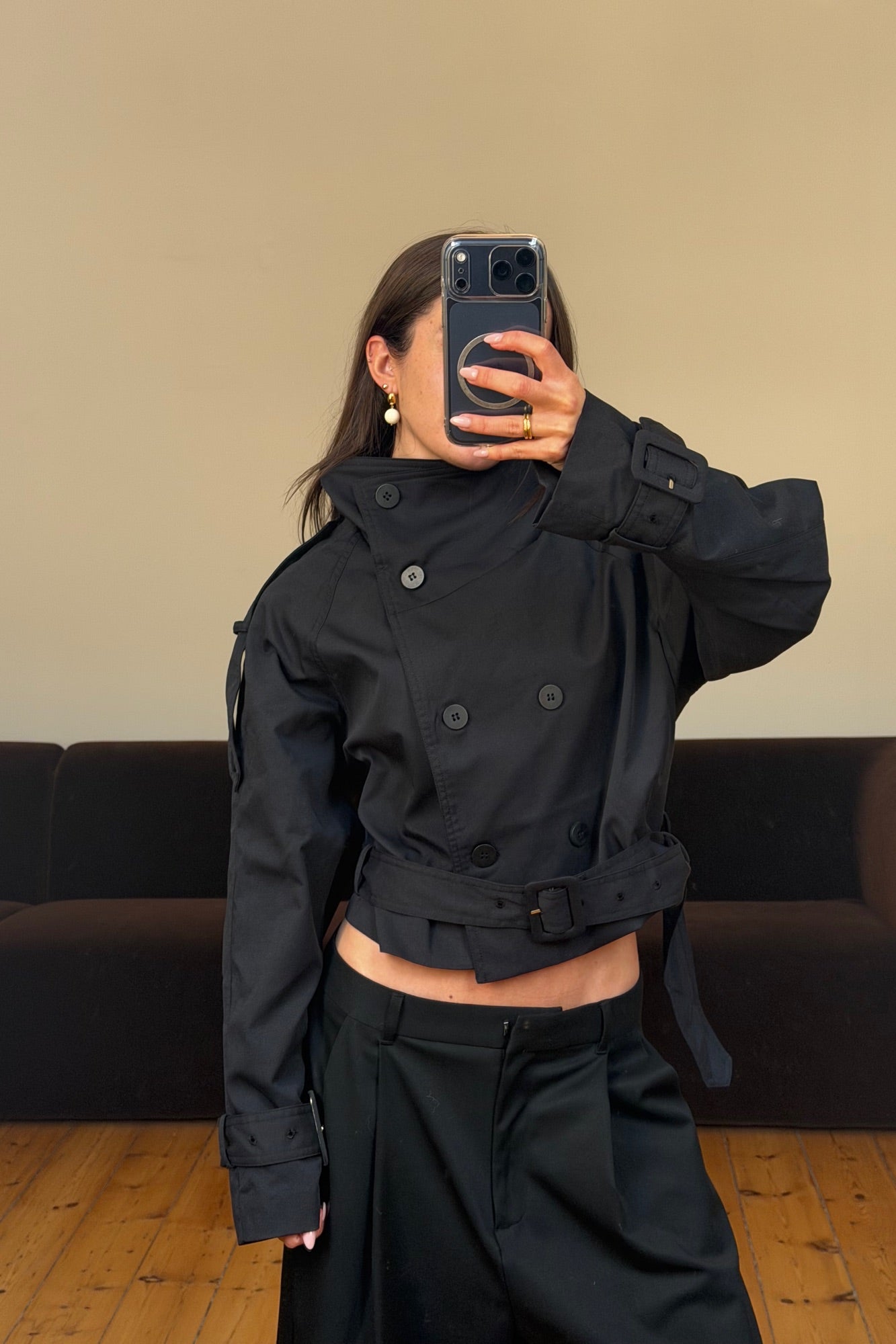 Blanc Cropped Trench Noir