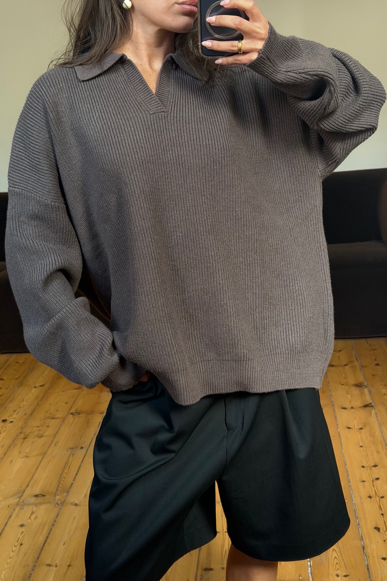 Unisex Jay Knitted Polo Mocha