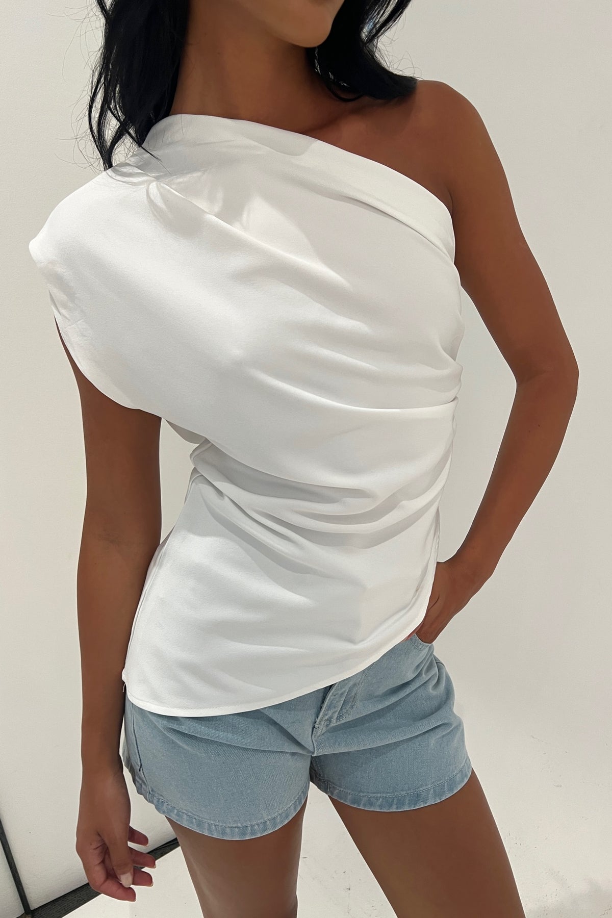 Gracie Draped Top White