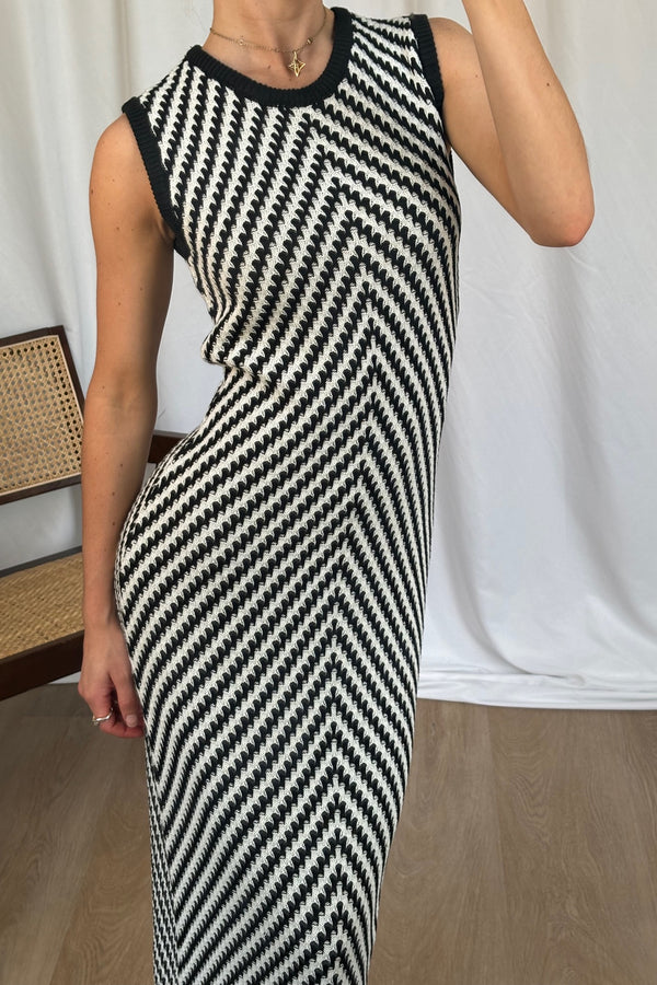 Zahlia Maxi Dress Black Stripe