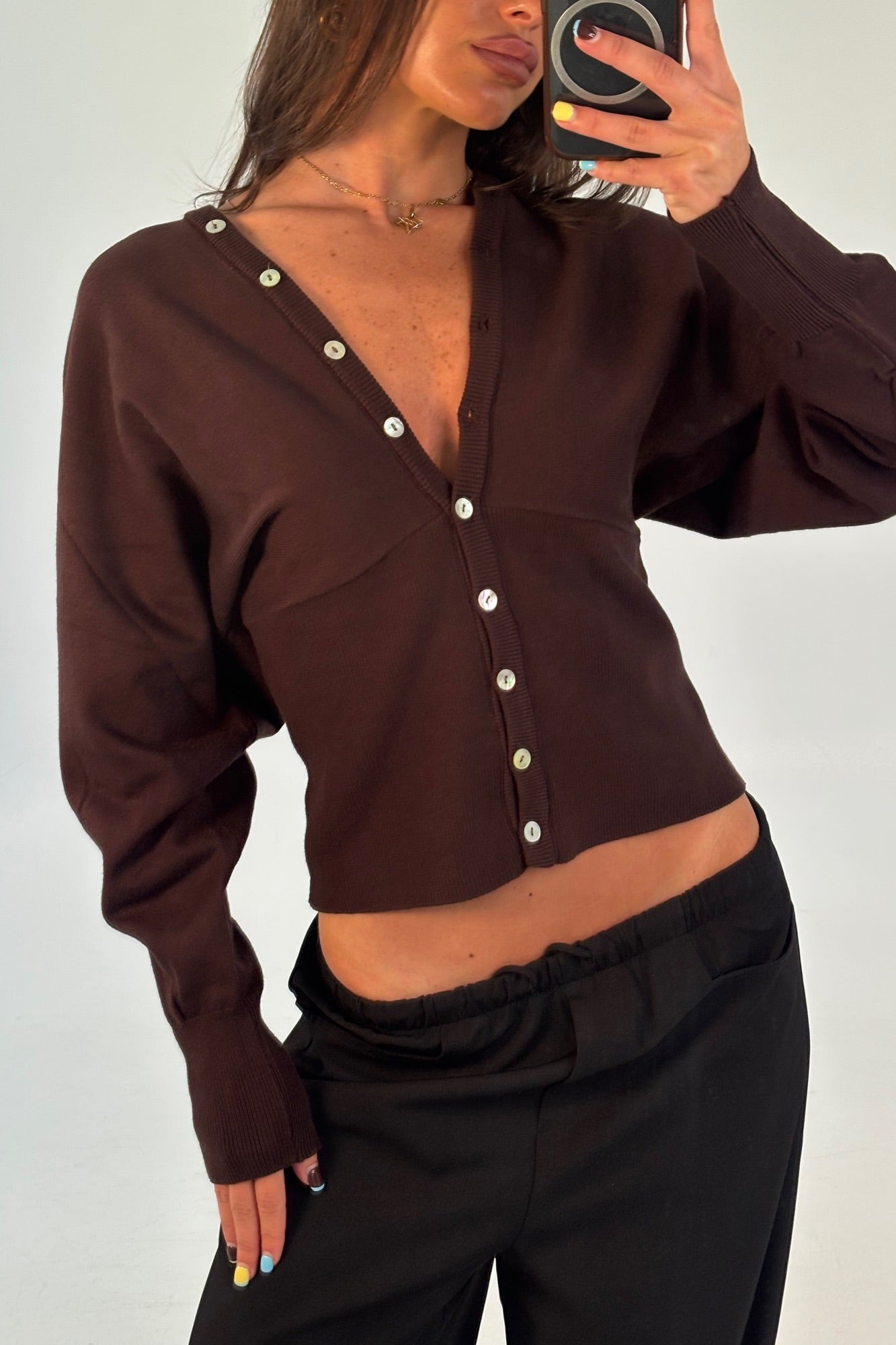 Taya Button Up Chocolate