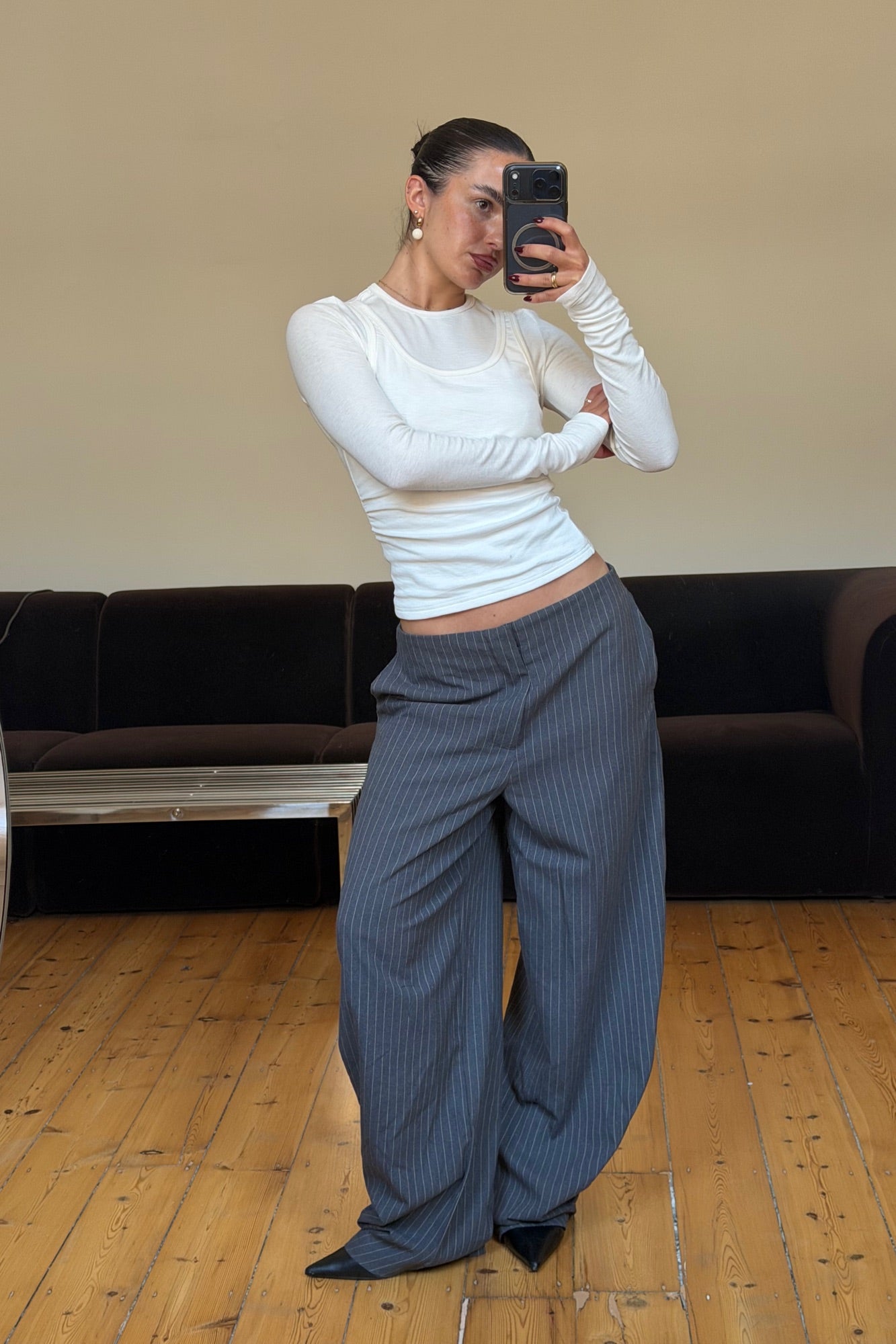 Romley Pinstripe Pant Charcoal