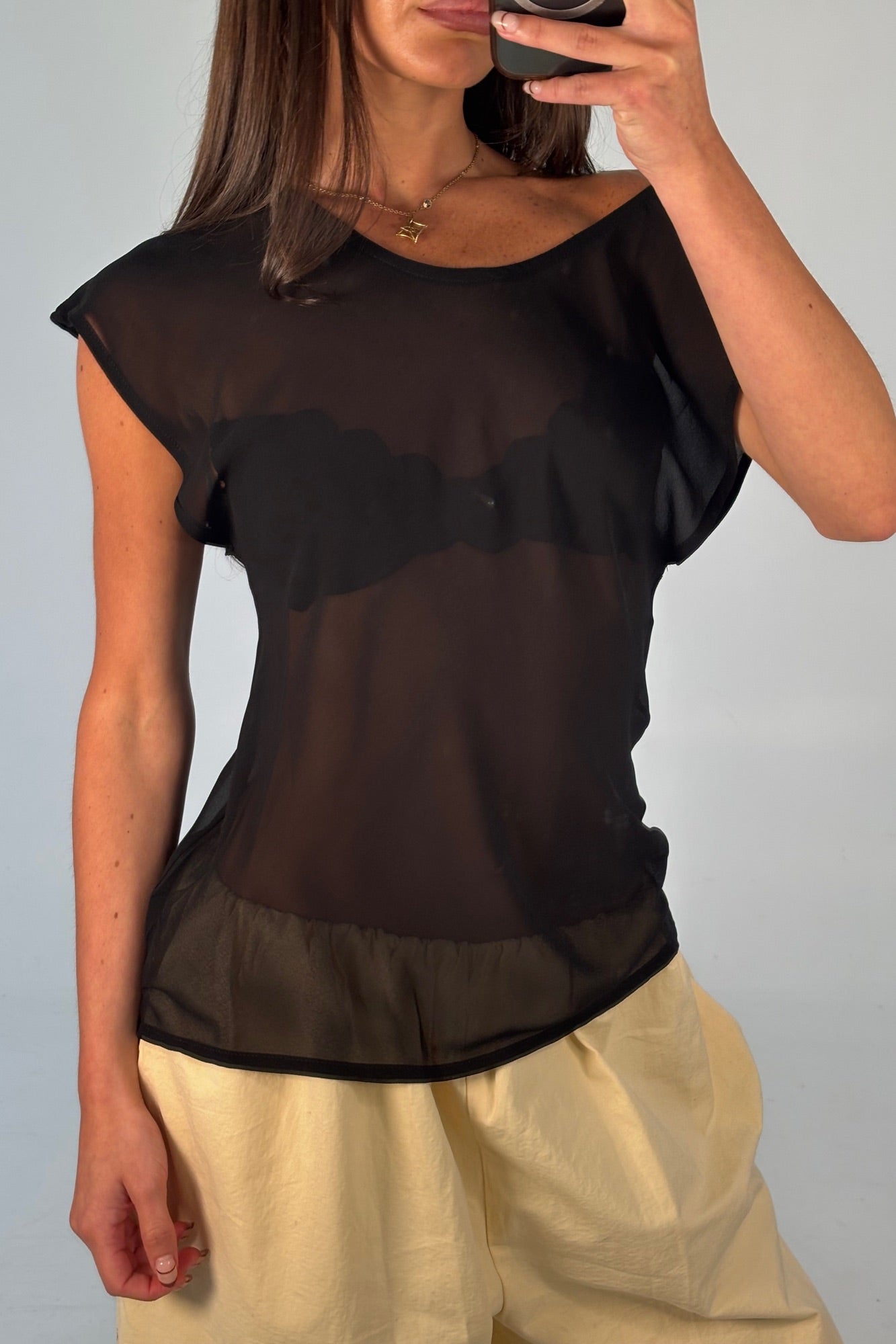 Camille Sheer Top Black